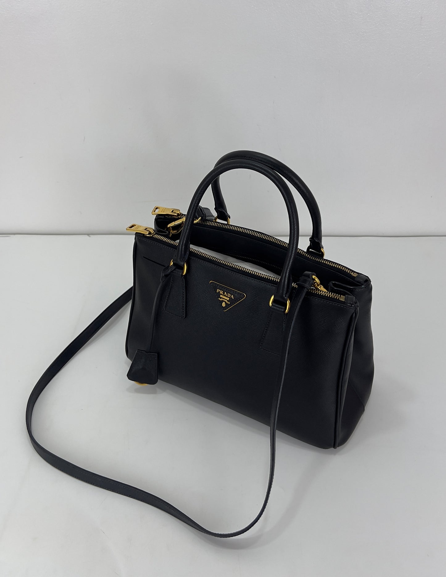 Prada Saffiano Leather Small Galleria Double Zip Tote Bag