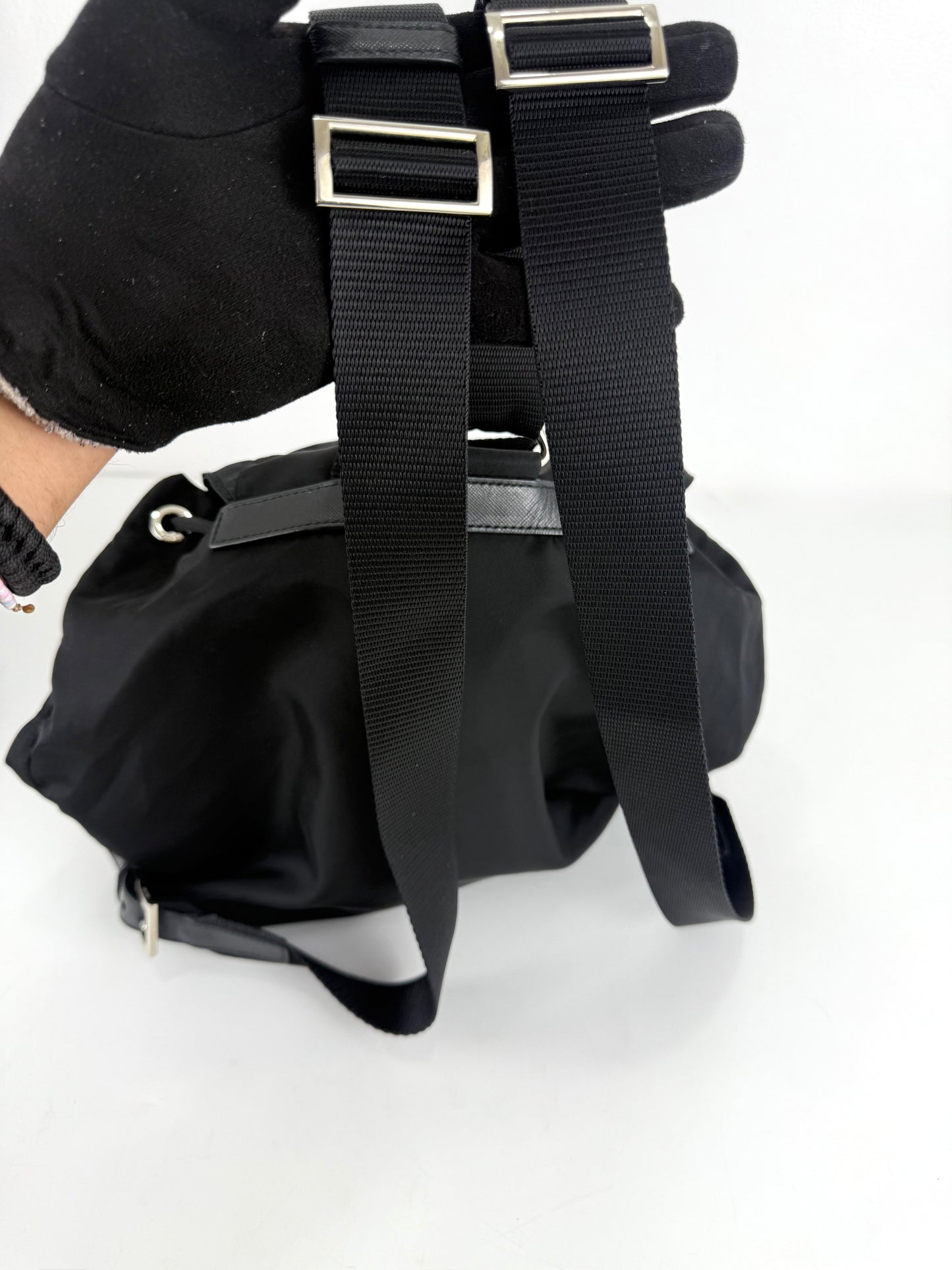 Prada Enamel Triangle Logo Re-Nylon Medium Backpack