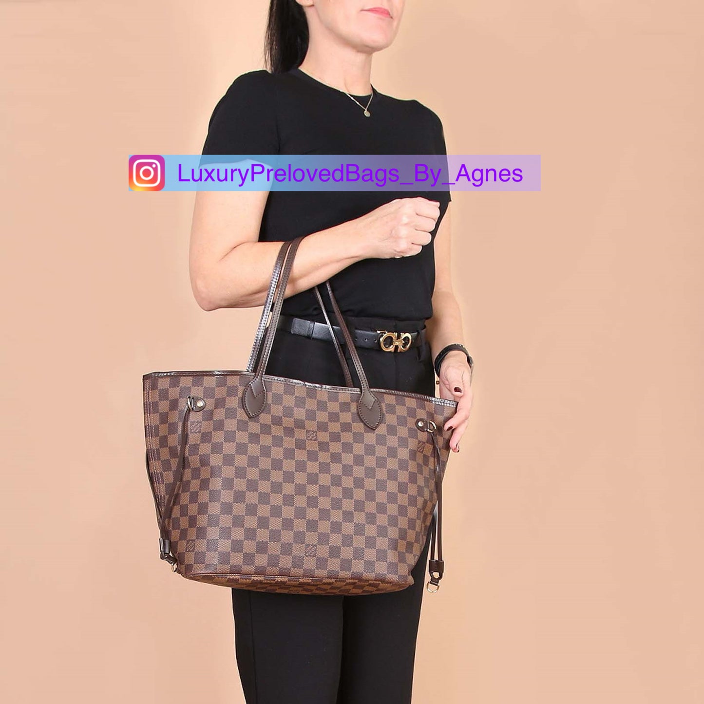 Louis Vuitton Neverful MM Damier Ebene With Pouch