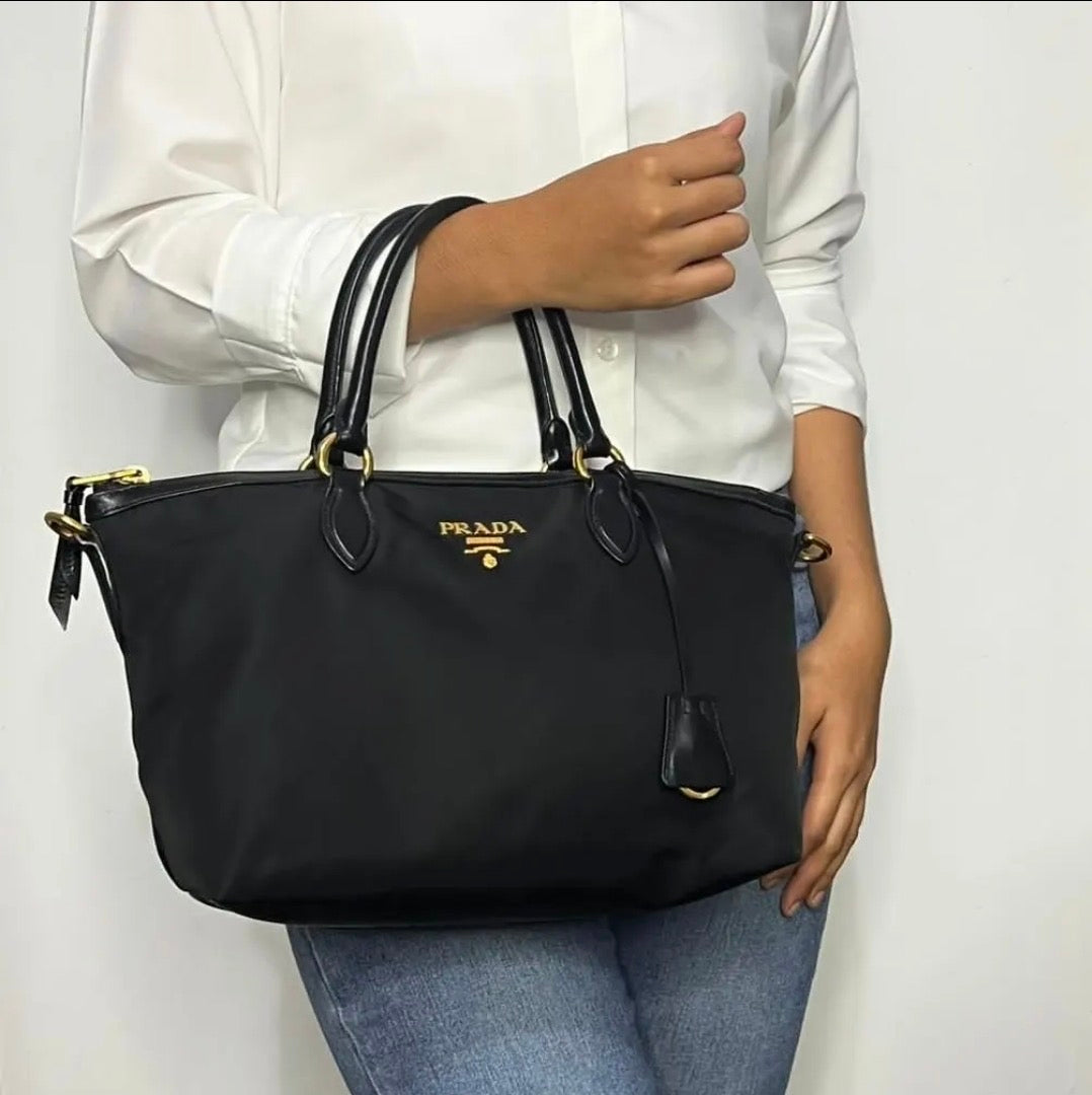 Prada Tessuto Nylon Saffiano Shopping Tote