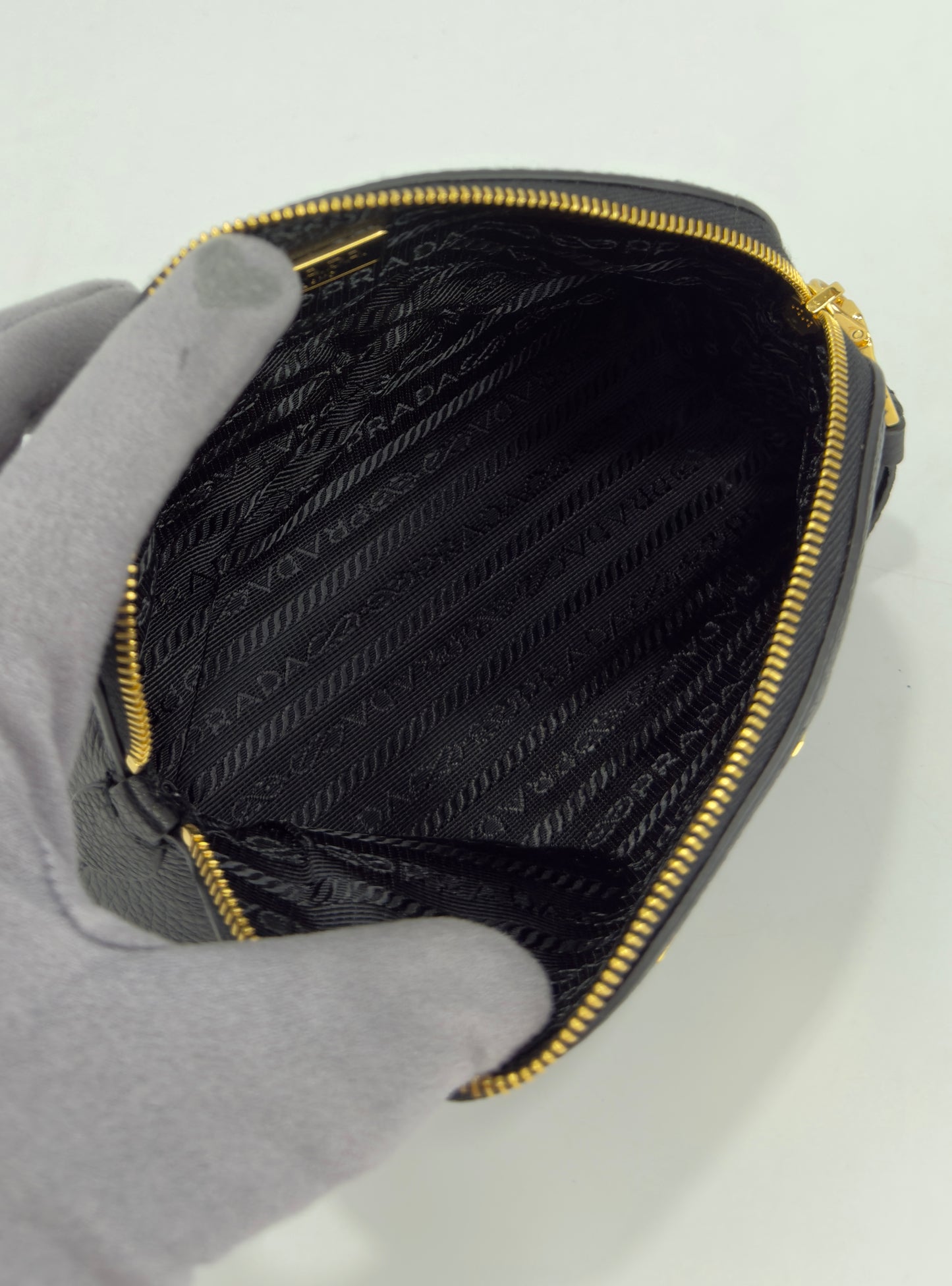 Prada Vitello Daino Cosmetic Pouch Black