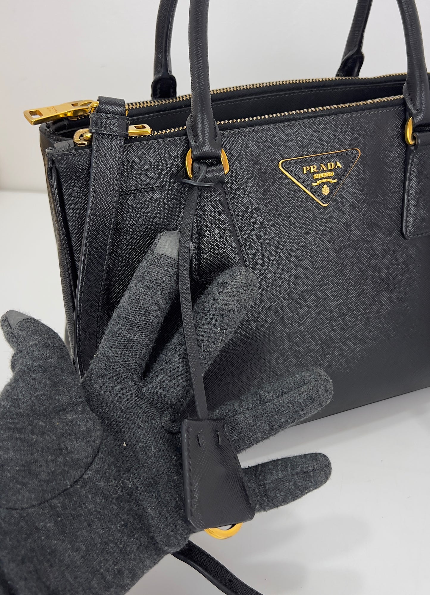 Prada Saffiano Leather Small Galleria Double Zip Tote Bag