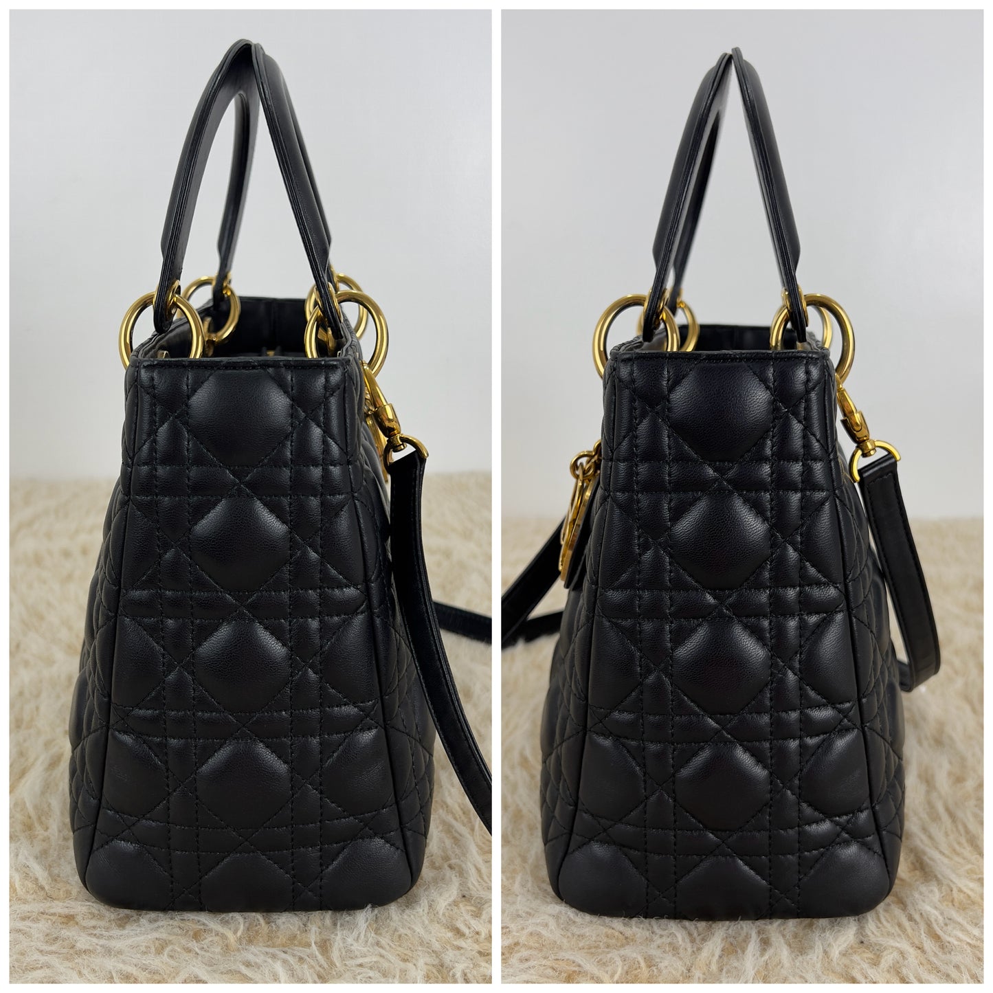 Lady Dior Black Cannage Quilt Lambskin Medium