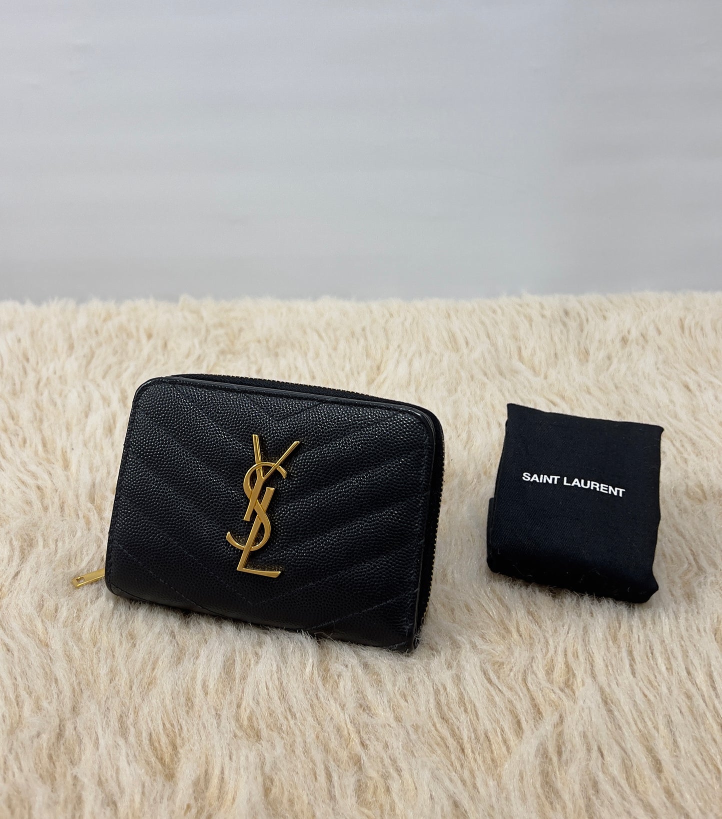 Saint Laurent Cassandre Matelassé Compact Zip Around Wallet
