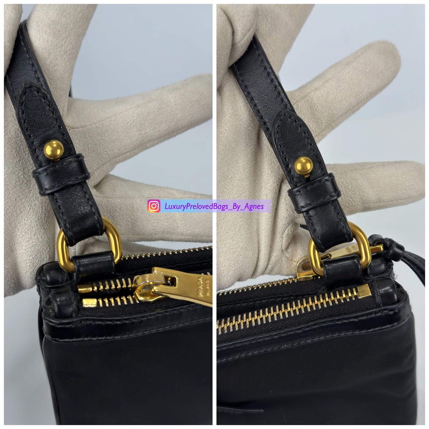 Prada Tessuto Nylon Soft Calf Double Zip
