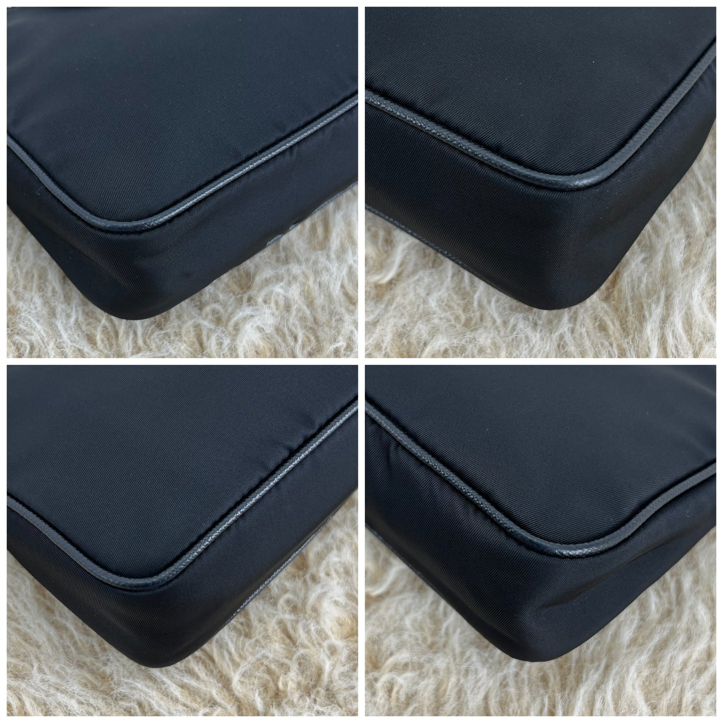 Prada Black Tessuto Nylon Saffiano Chain