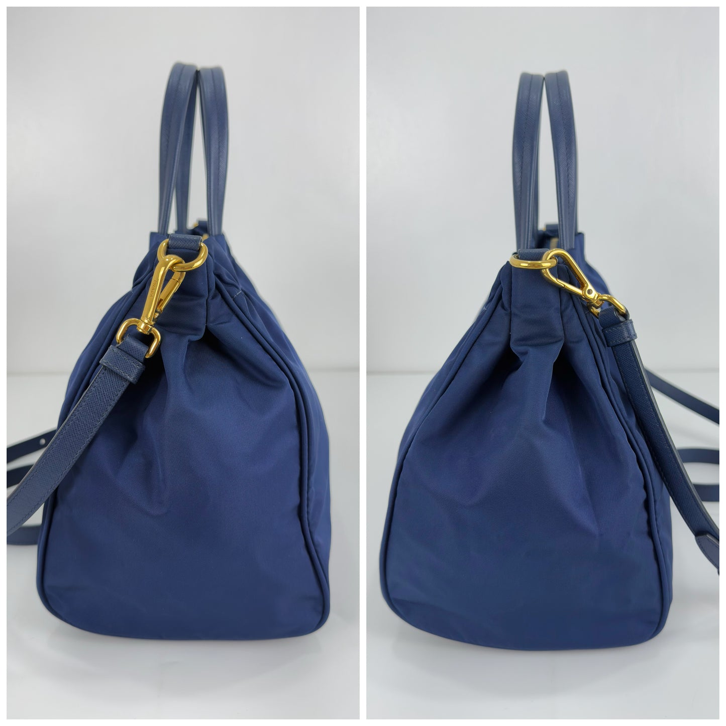 Prada Zip Convertible Tote Tessuto/Saffiano Blue