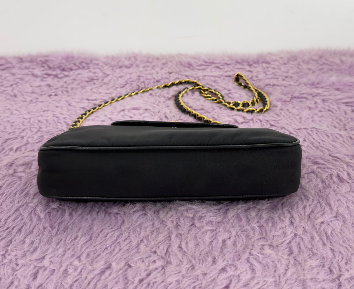 Prada Tessuto Nylon Saffiano Leather Chain Crossbody