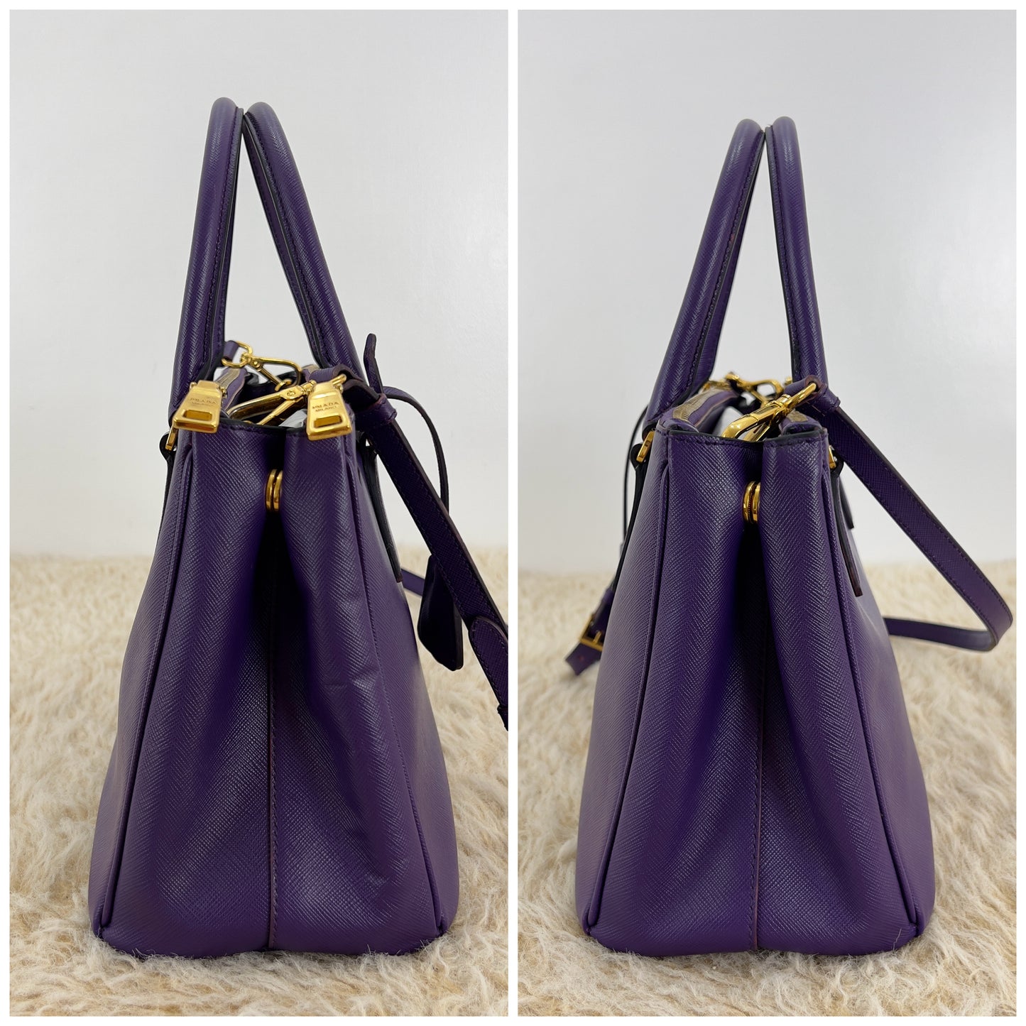 Prada Saffiano Leather Small Galleria Double Zip Tote Bag