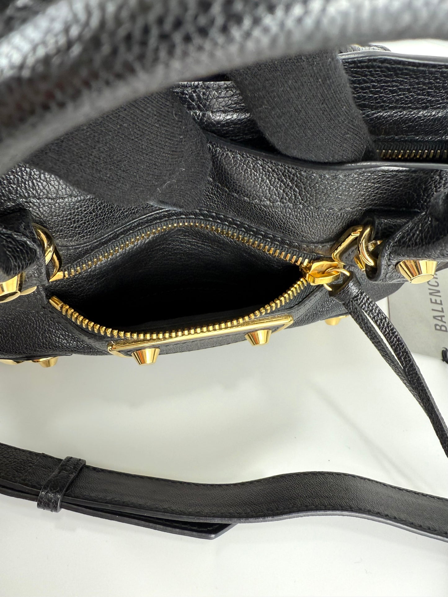 Balenciaga Black Leather Mini Classic Metallic Edge City Bag