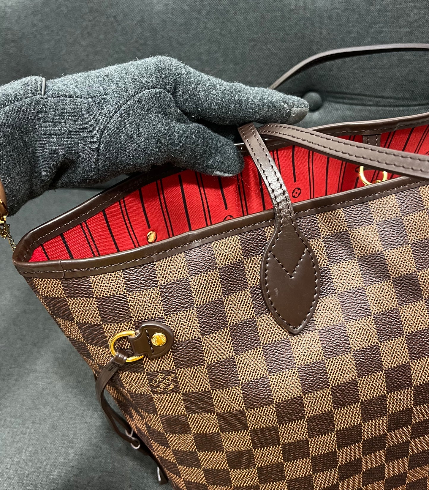 Louis Vuitton Neverfull MM Damier Ebene With Pouch