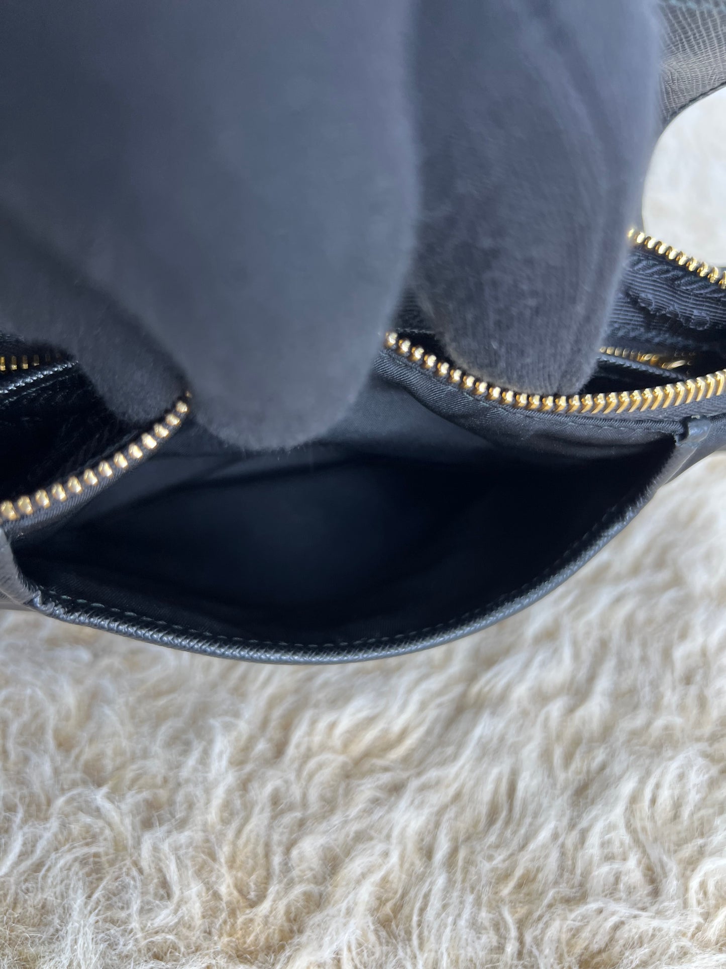 Prada Black Tessuto Nylon Saffiano Chain