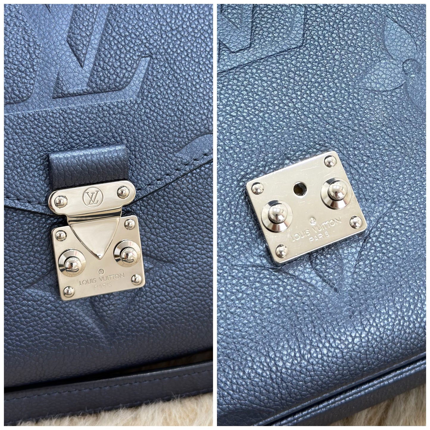 Louis Vuitton Navy Nacre Metallic Empreinte
Monogram Giant Pochette Metis