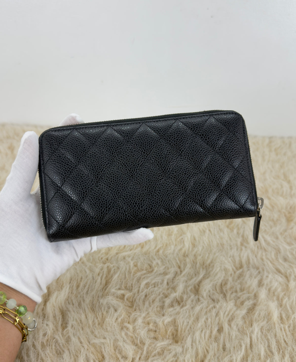 Chanel Caviar Quilted Gusset Zip Around Wallet Series 29