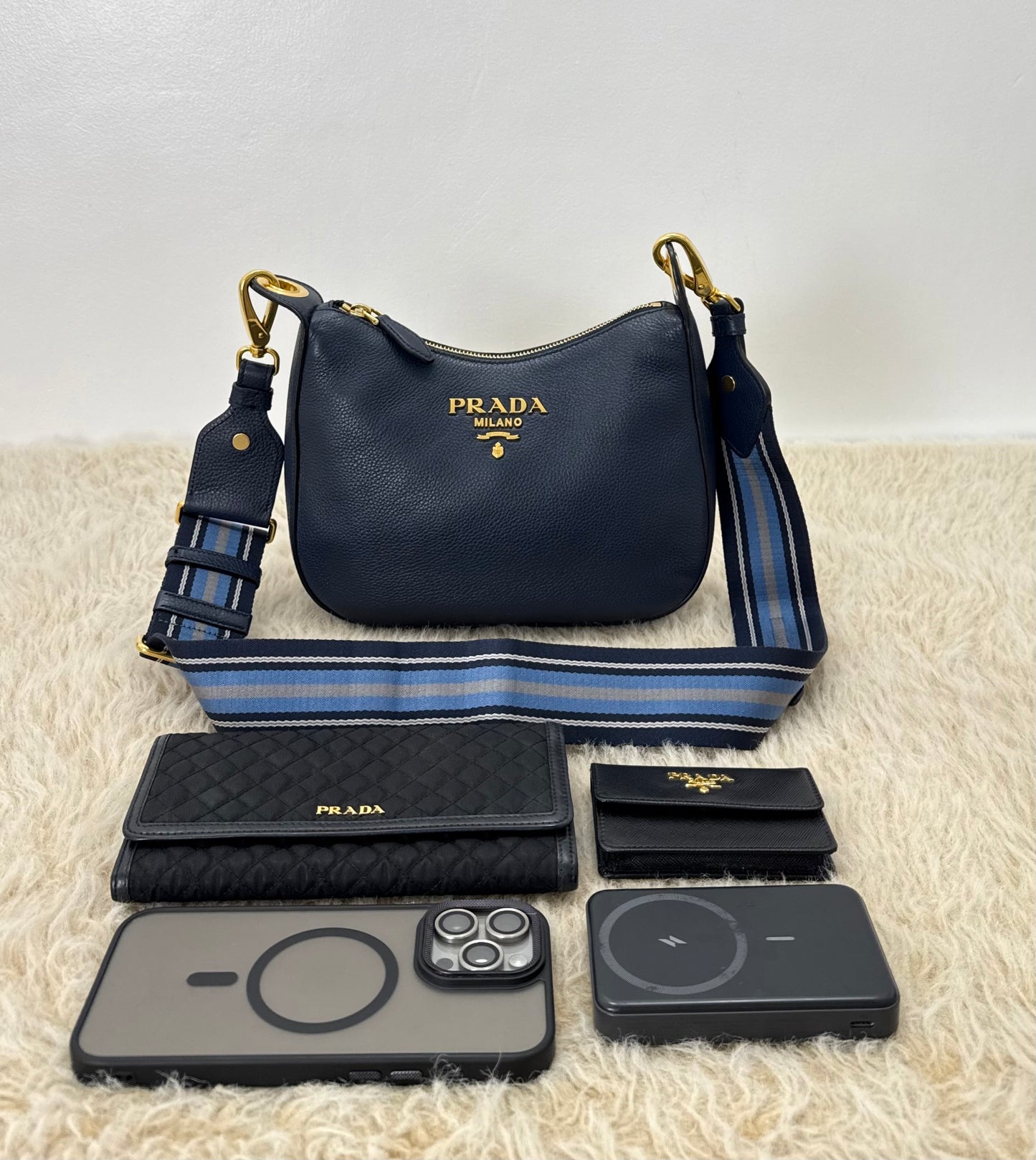 Prada Vitello Phenix Leather Crossbody Bag