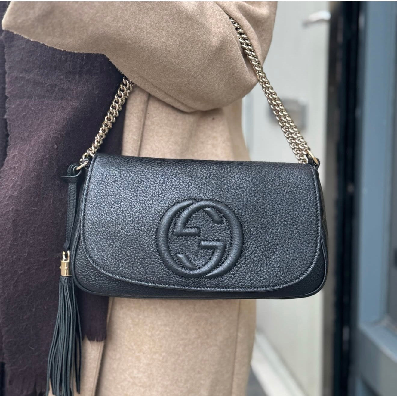 Gucci Pebbled Leather GG Soho Chain Bag