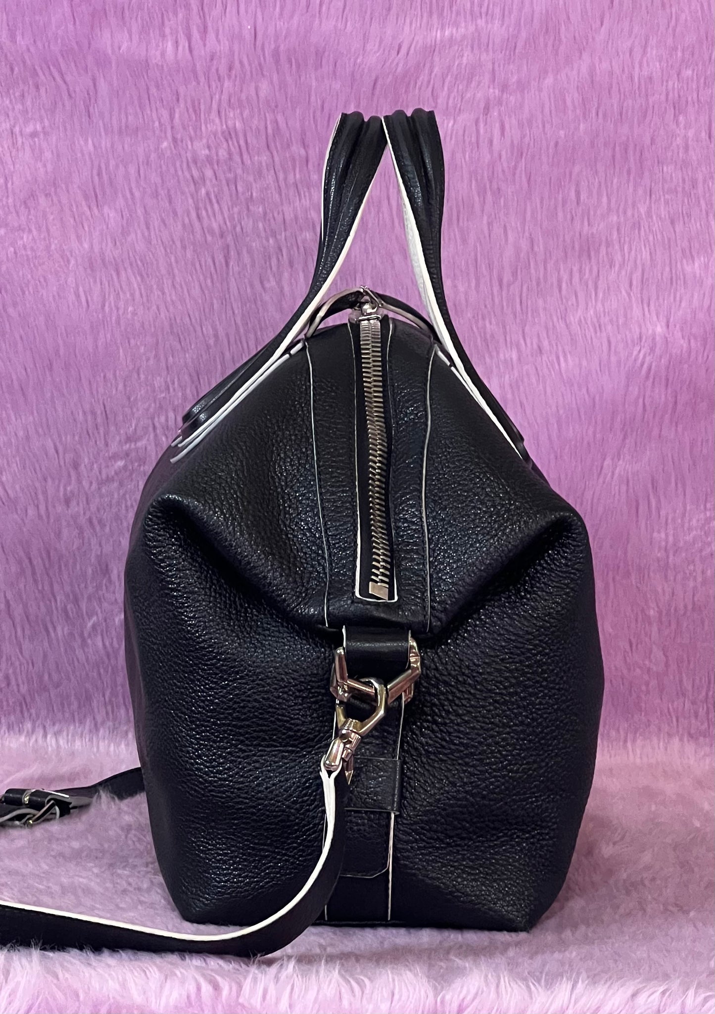 Givenchy Nightingale Medium Calfskin Black and White Accent