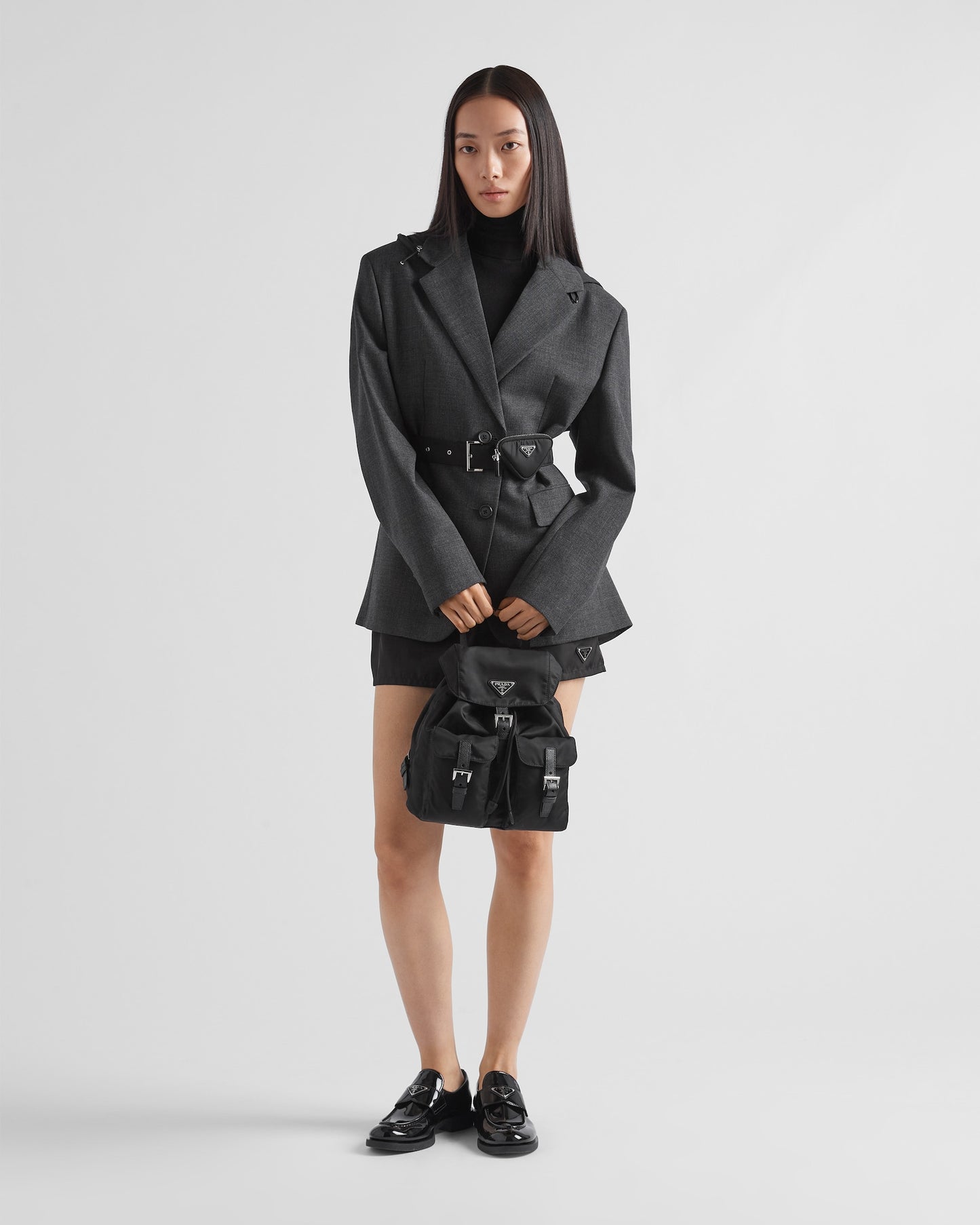 Prada Enamel Triangle Logo Re-Nylon Small Backpack