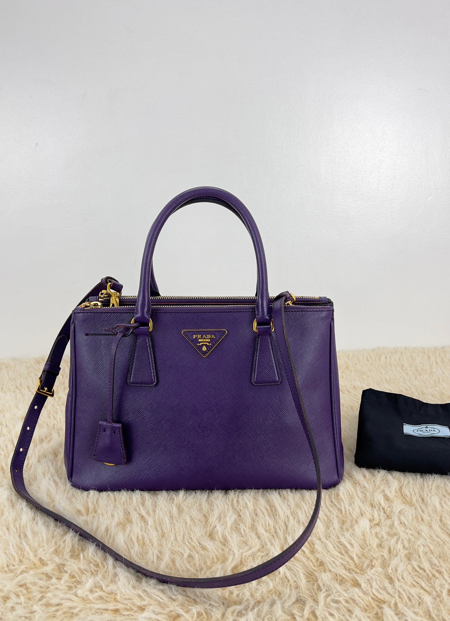 Prada Saffiano Leather Small Galleria Double Zip Tote Bag