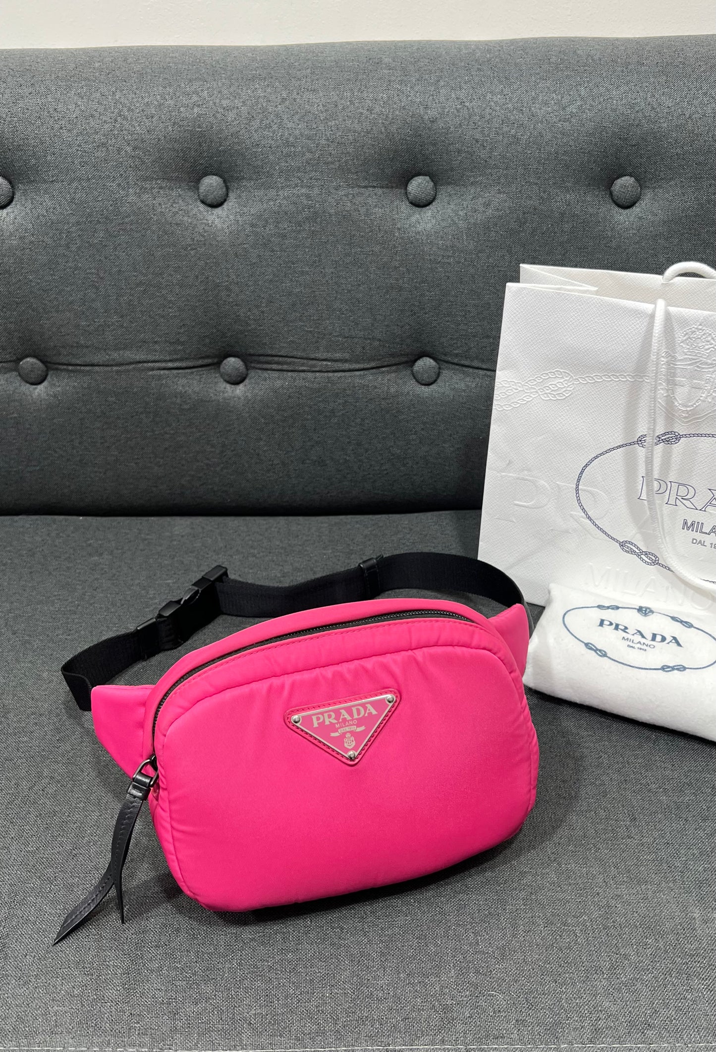 Prada Tessuto Nylon Soft Belt Bag Pink