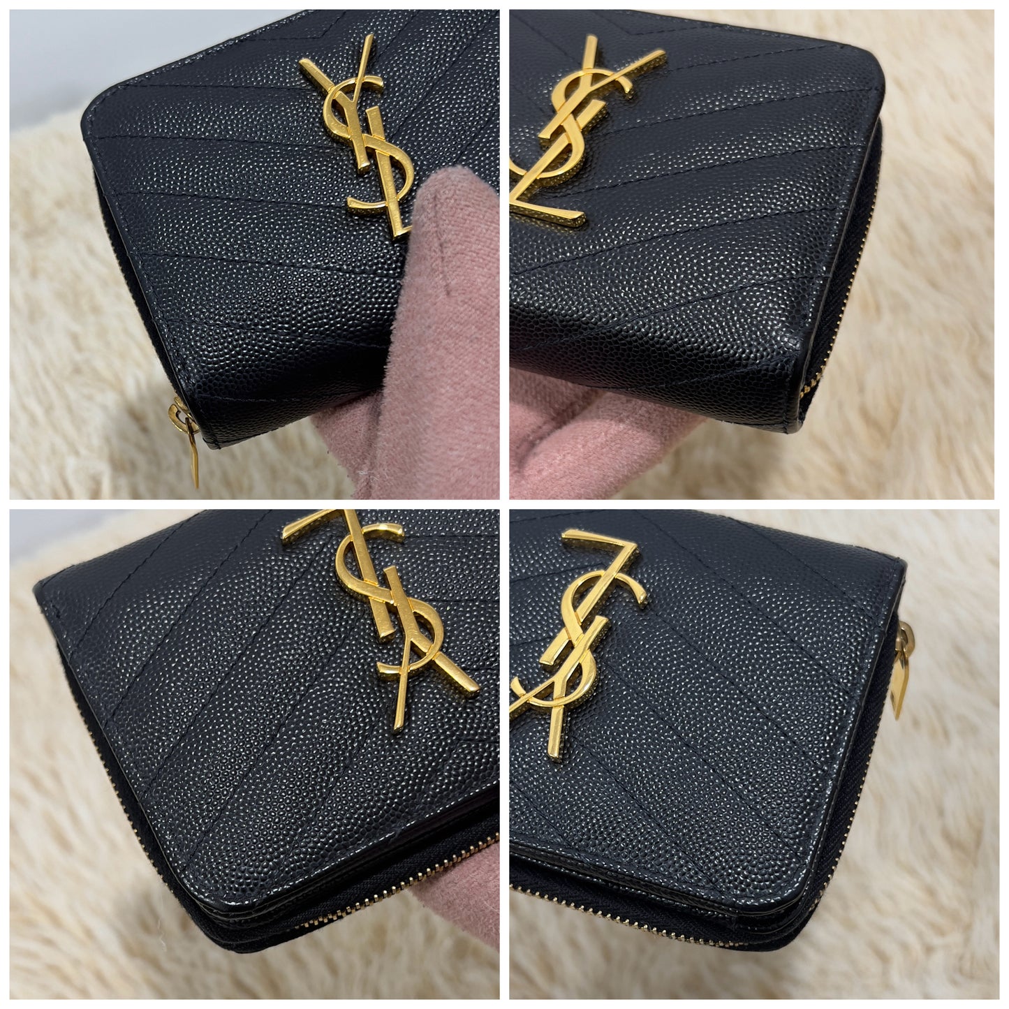 Saint Laurent Cassandre Matelassé Compact Zip Around Wallet