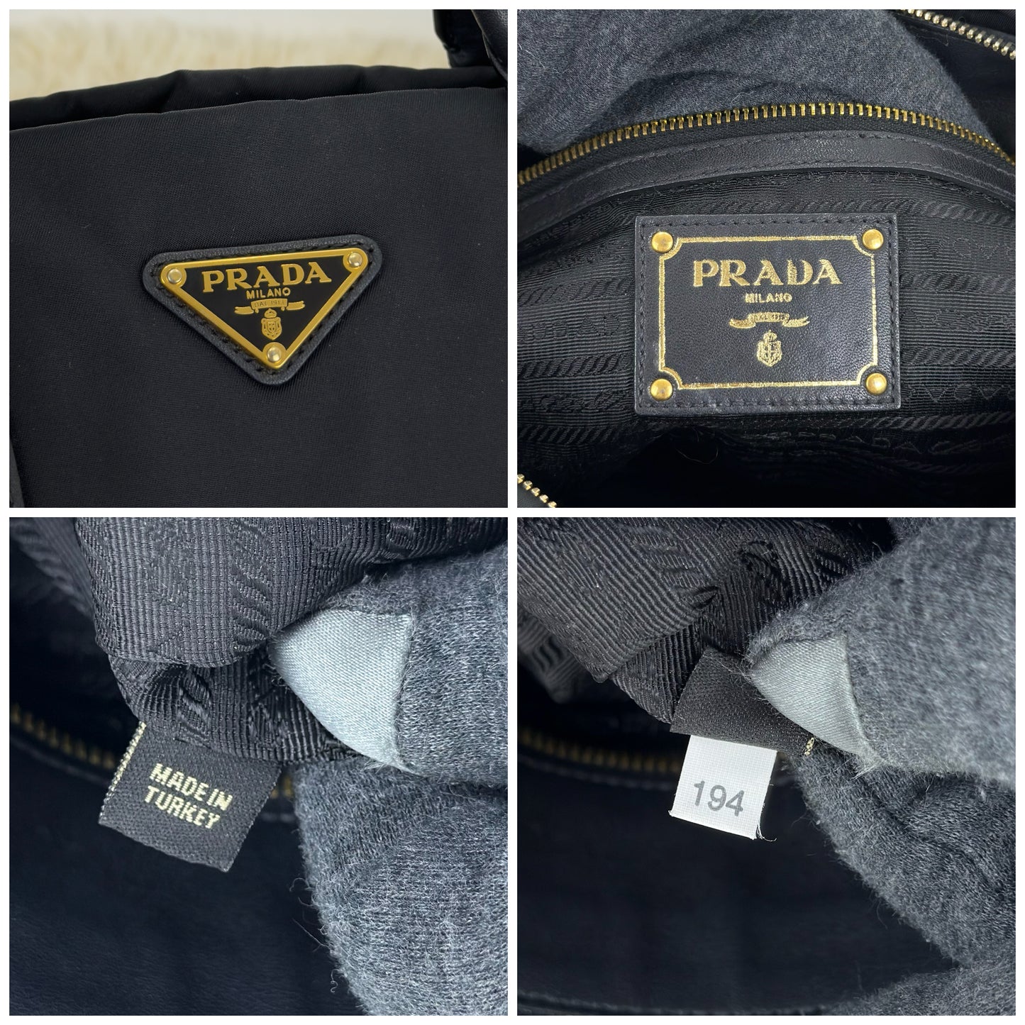 Prada Tessuto Nylon and Leather Bauletto Bag