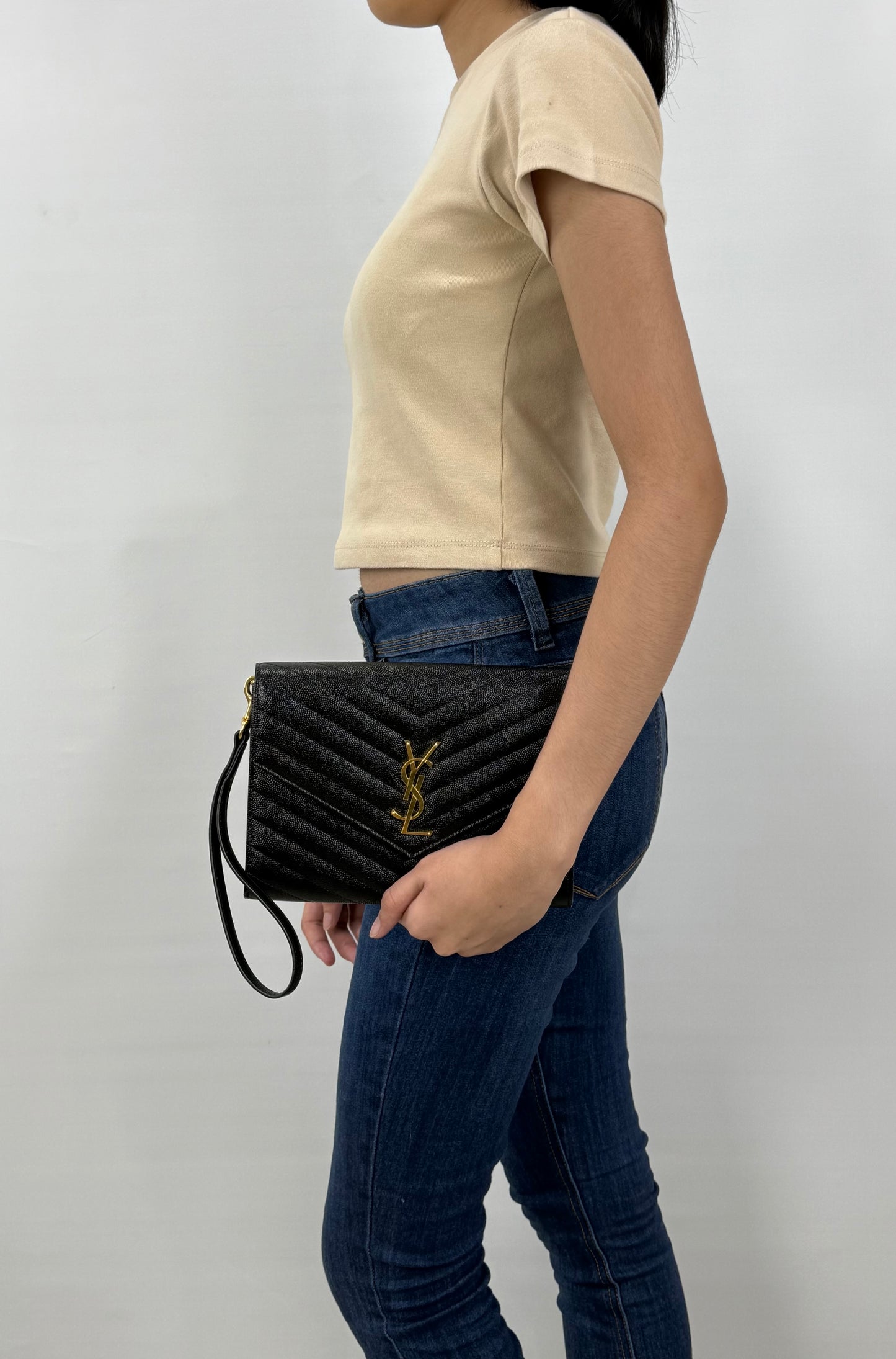 Saint Laurent Cassandre Envelope Wrislet Clutch