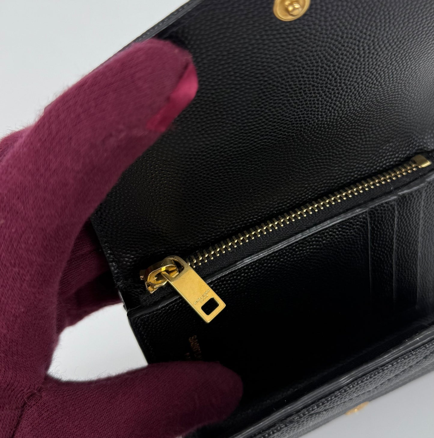 Saint Laurent Cassandre Matelassé Compact Tri-Fold Wallet