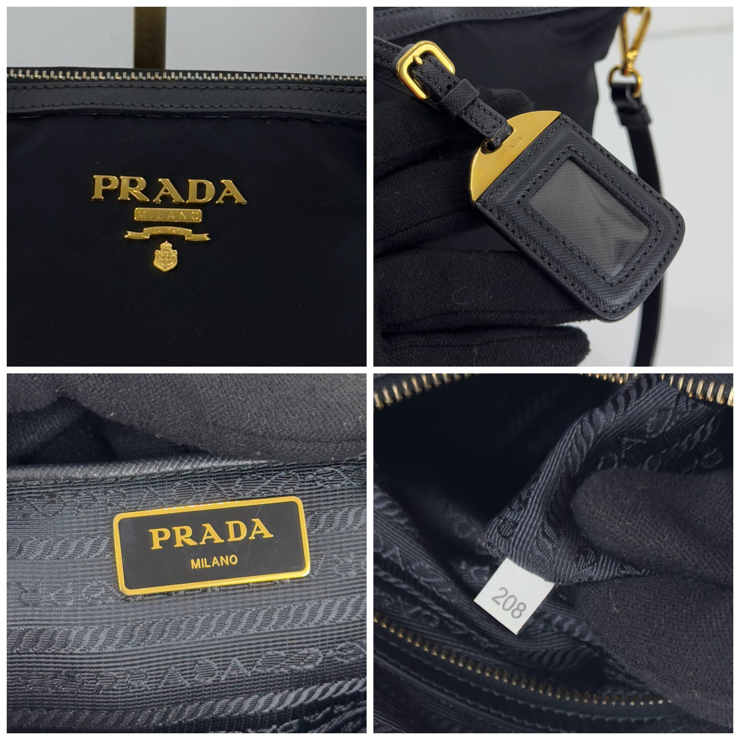 Prada Black Tessuto Nylon And Saffiano
Leather Tote Bag - BR4253