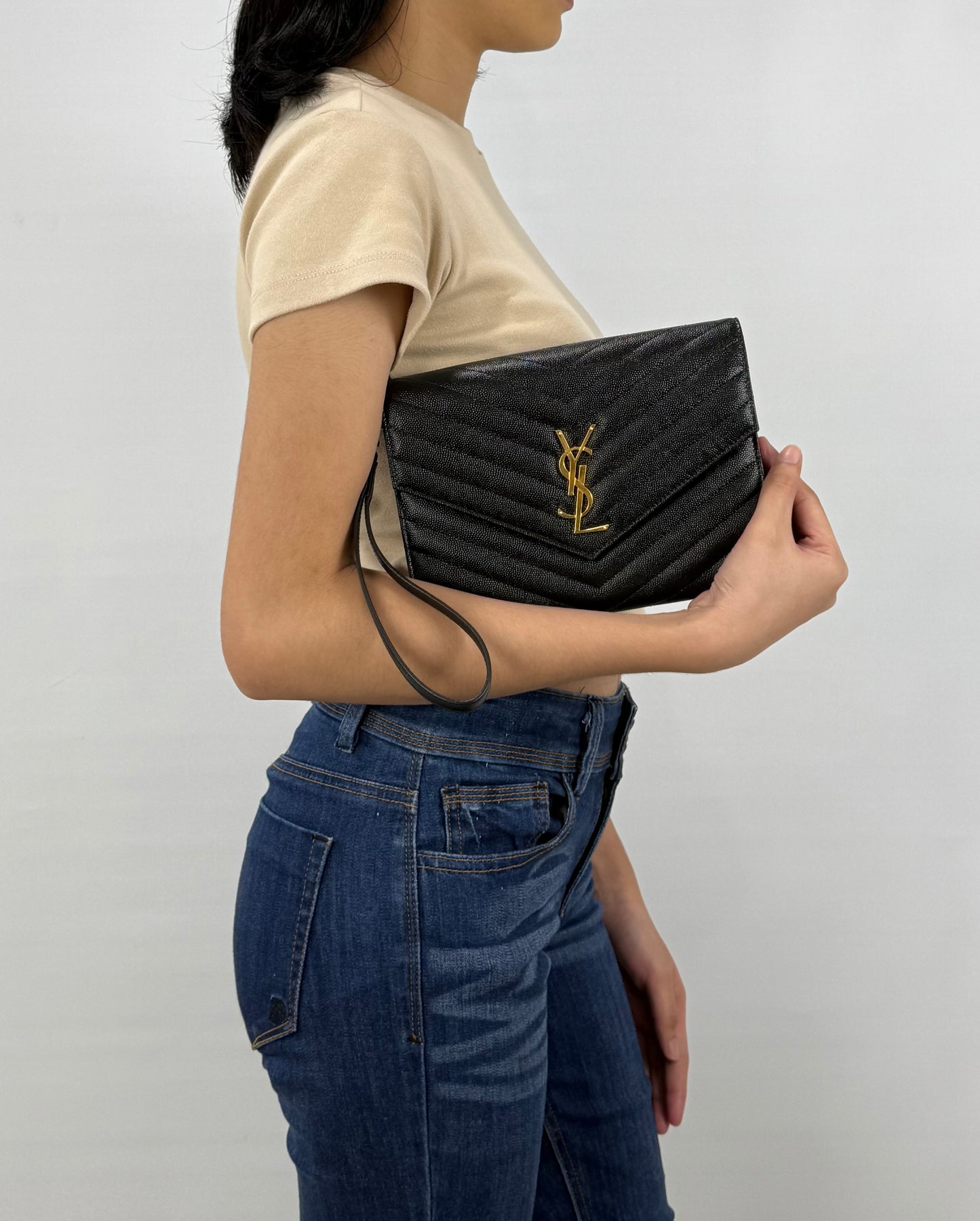 Saint Laurent Cassandre Envelope Wrislet Clutch