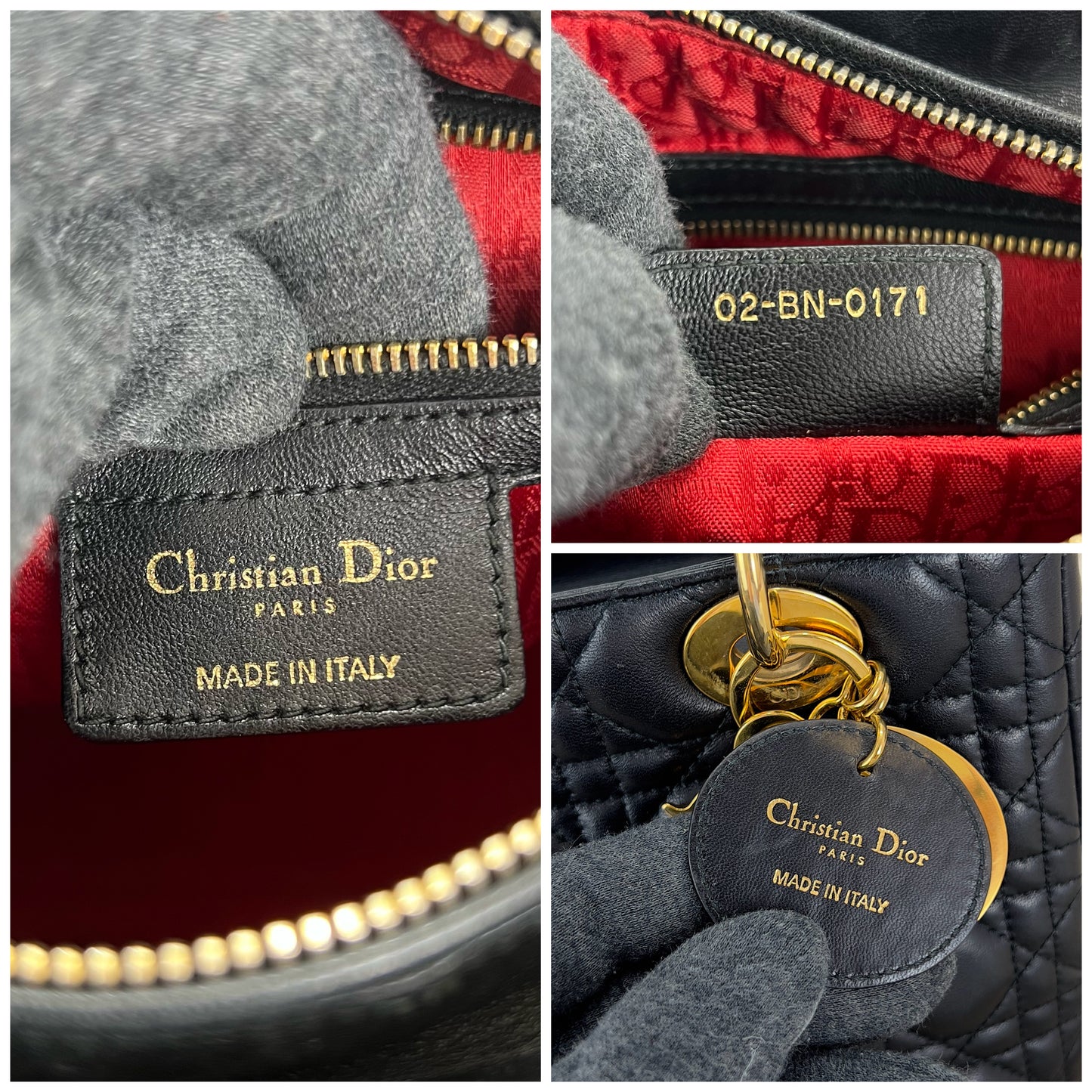 Lady Dior Black Cannage Quilt Lambskin Medium