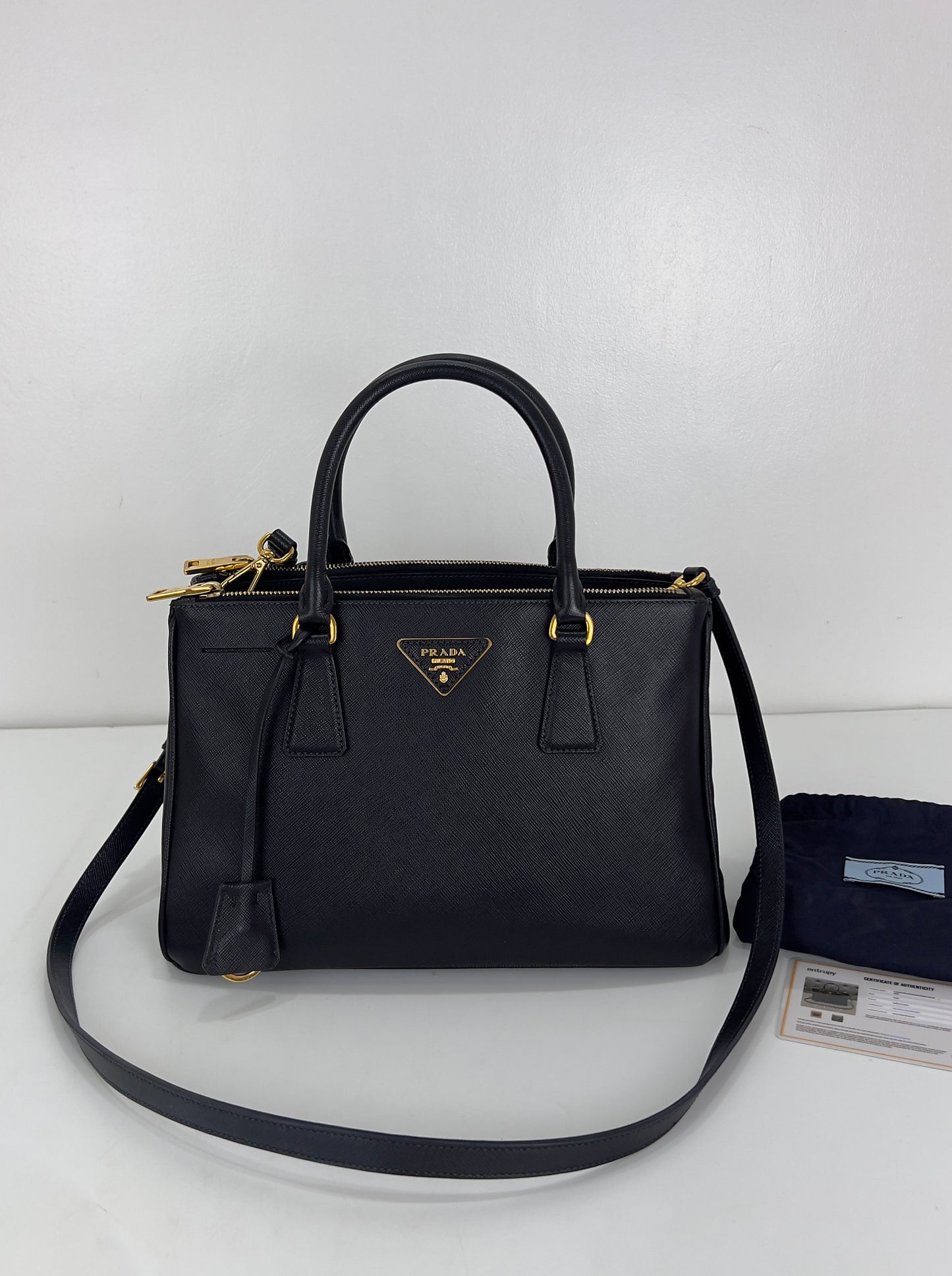 Prada Saffiano Leather Small Galleria Double Zip Tote Bag