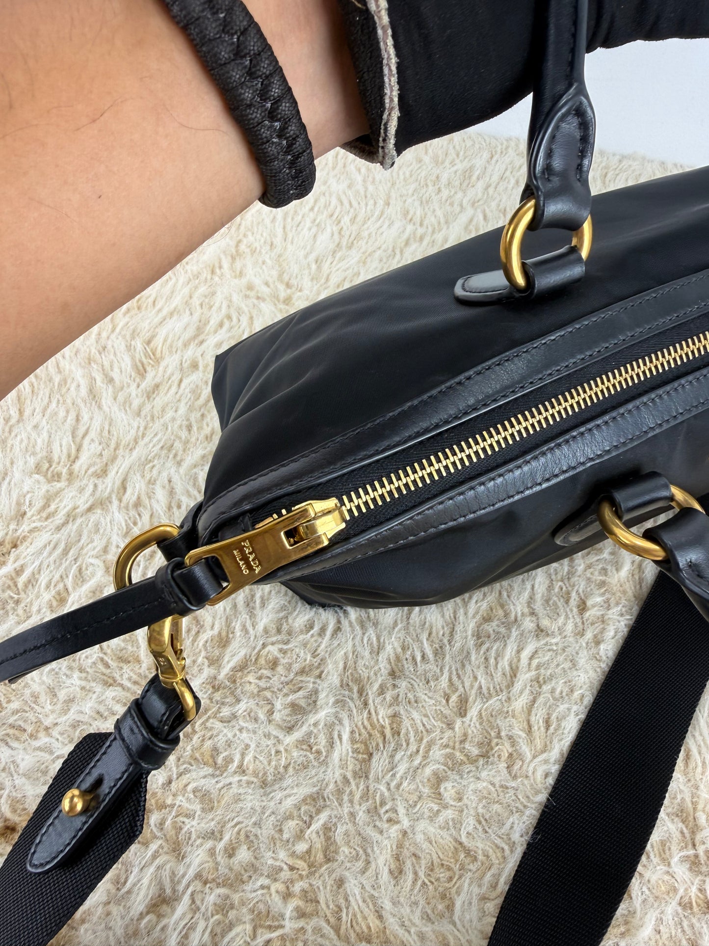 Prada Tessuto Nylon Saffiano Shopping Tote