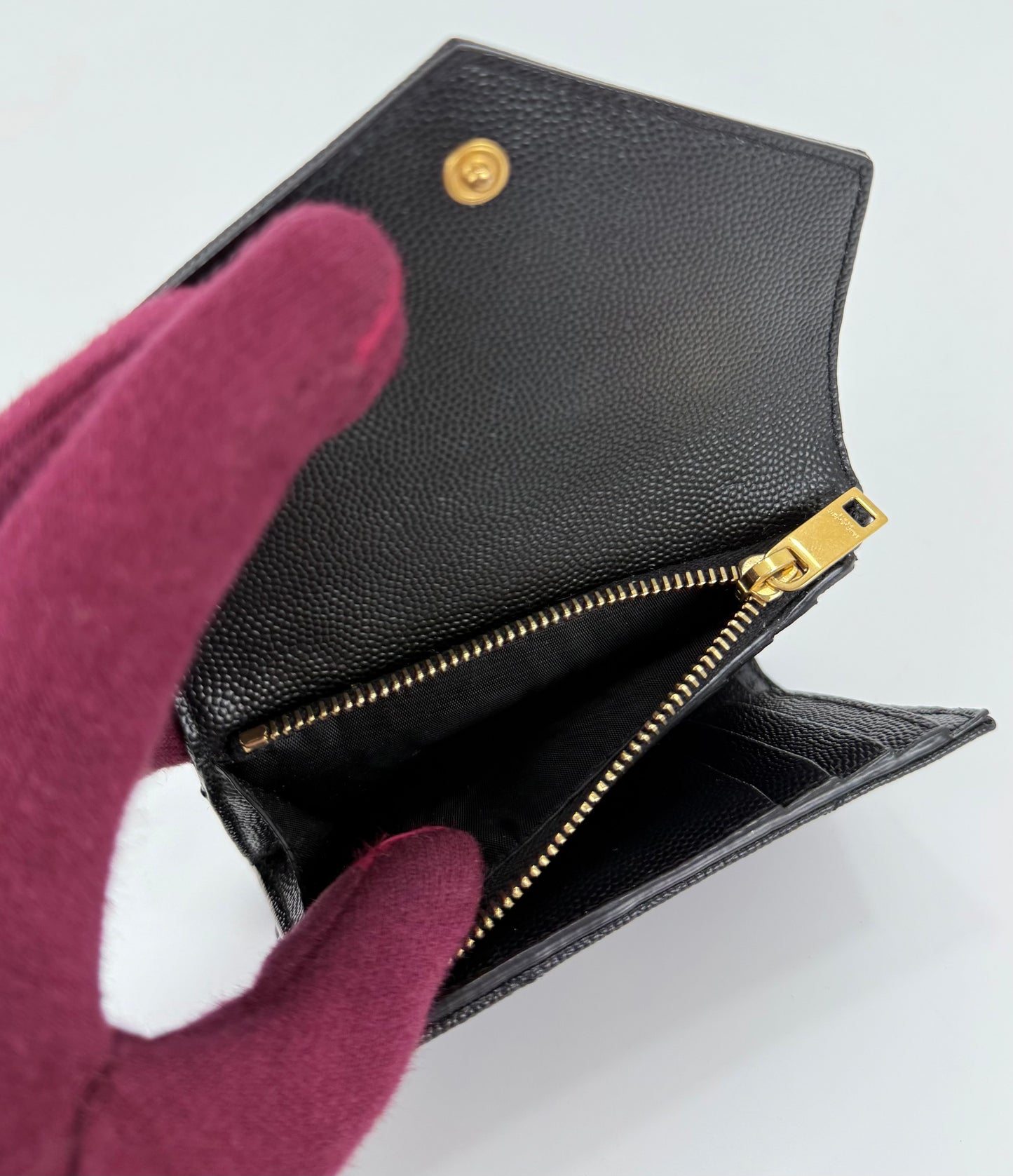 Saint Laurent Cassandre Matelassé Compact Tri-Fold Wallet