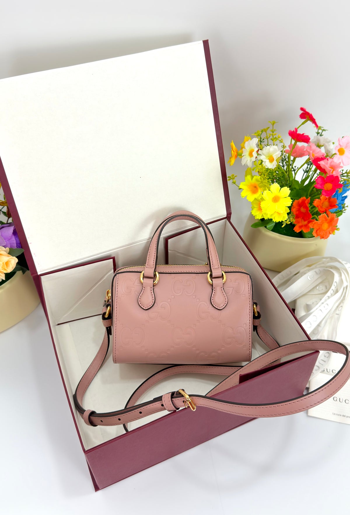 Gucci GG Convertible Boston Bag Jumbo Embossed