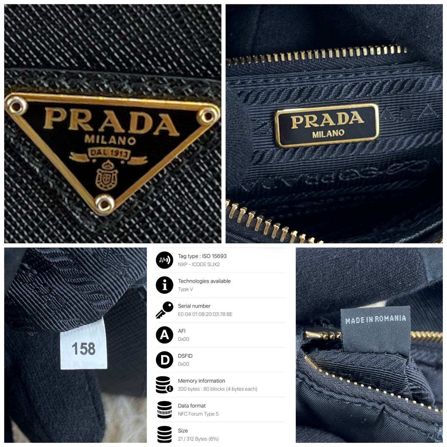 Prada Black Tessuto Nylon Saffiano Chain