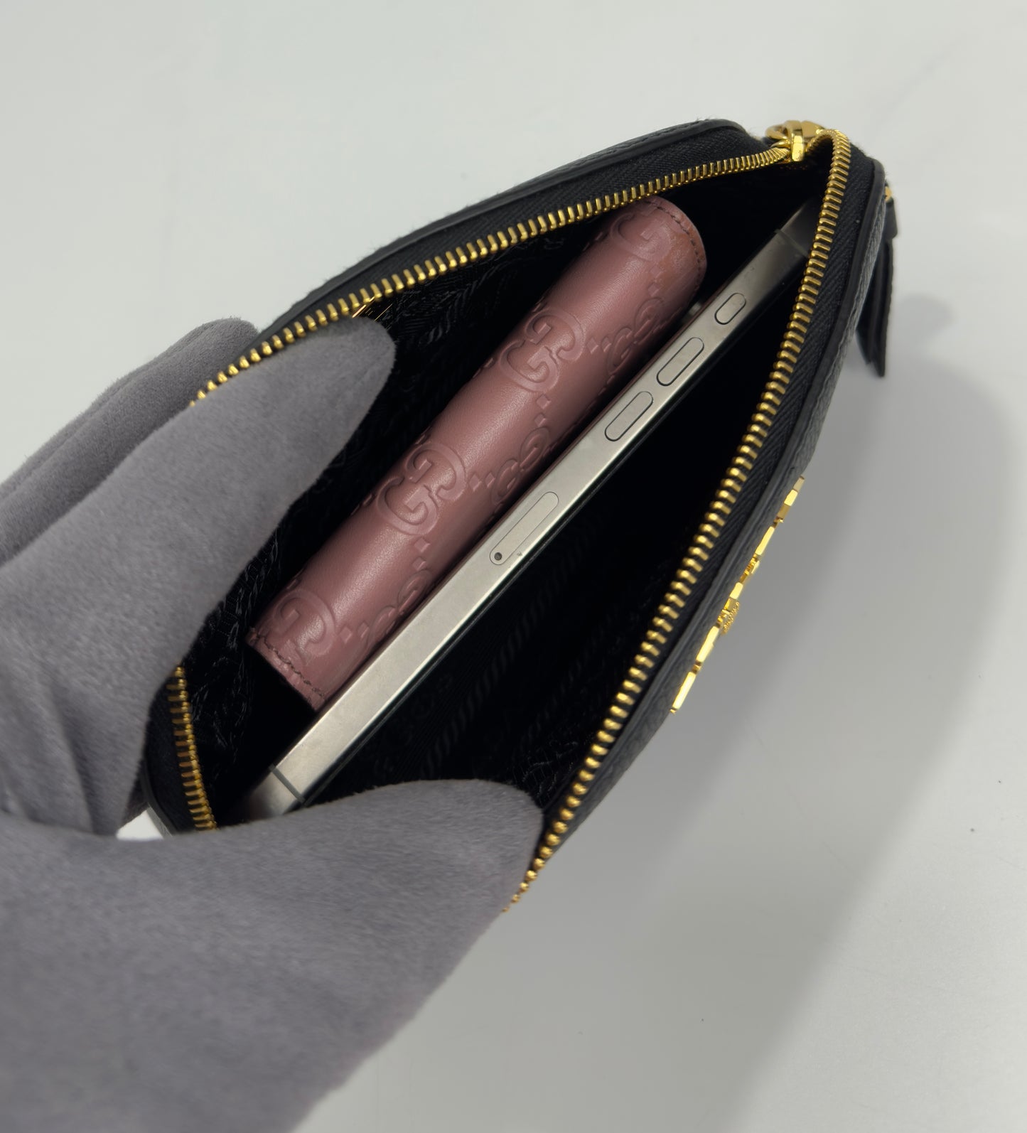 Prada Vitello Daino Cosmetic Pouch Black