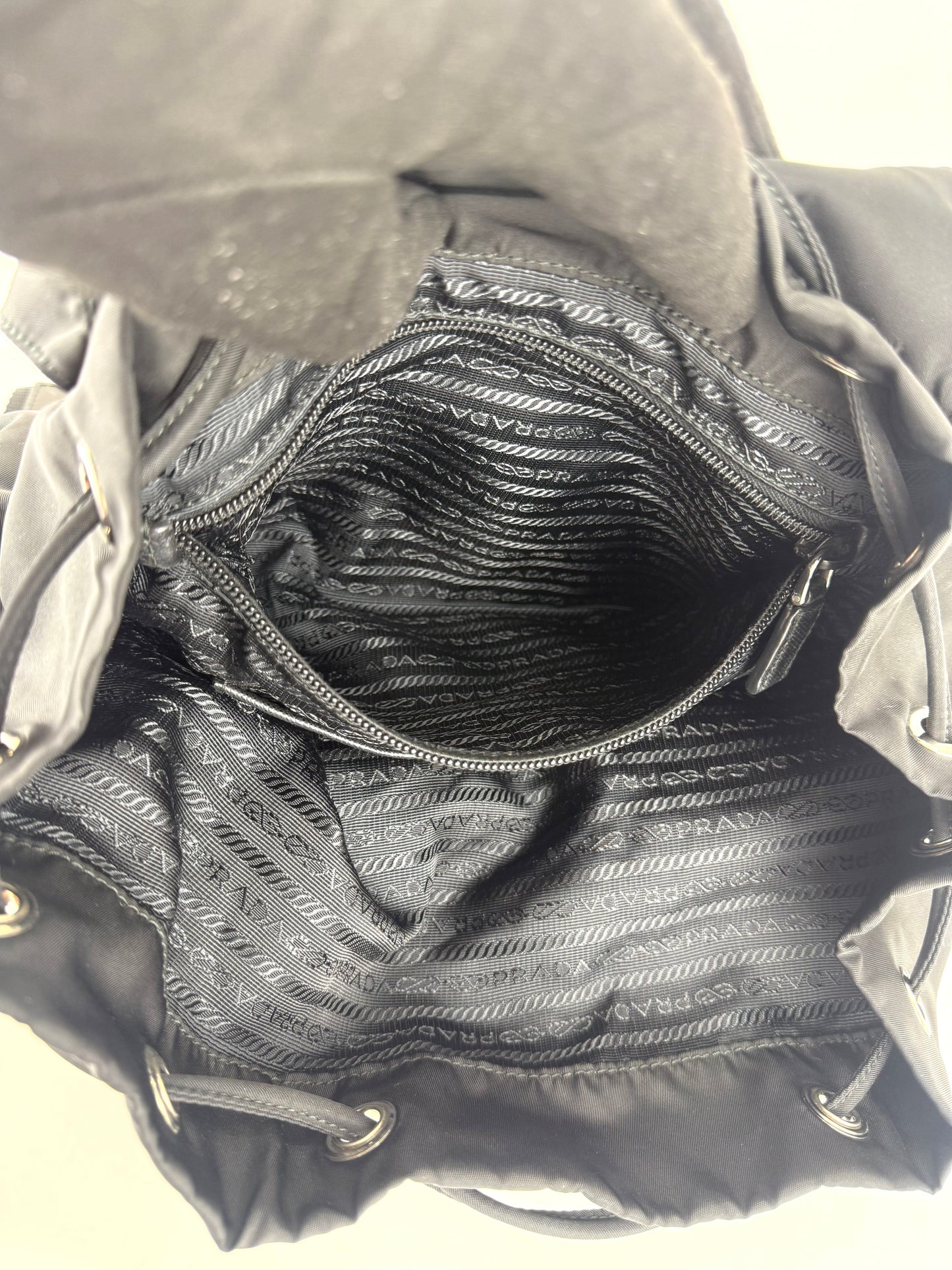 Prada Enamel Triangle Logo Re-Nylon Medium Backpack