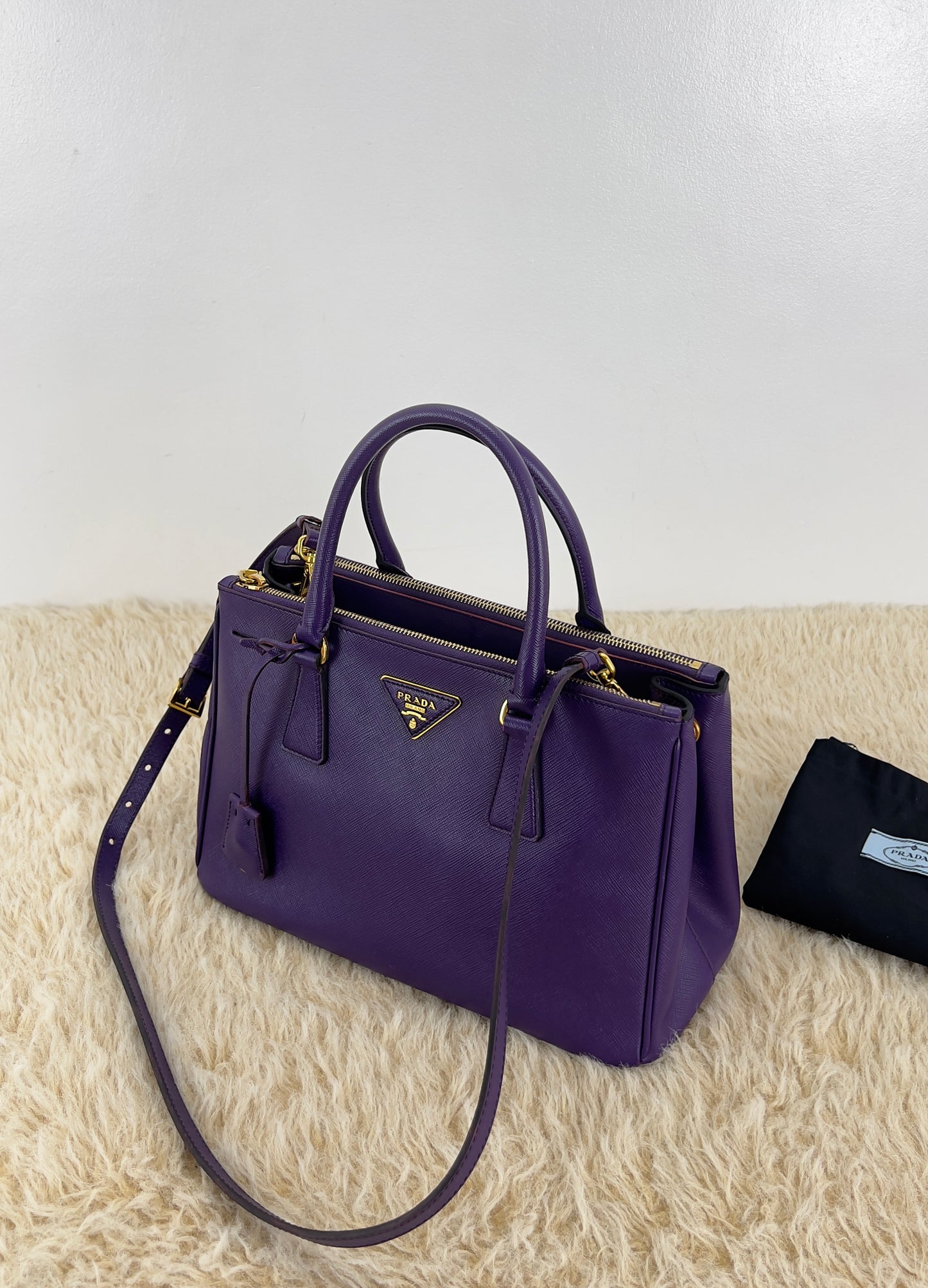Prada Saffiano Leather Small Galleria Double Zip Tote Bag