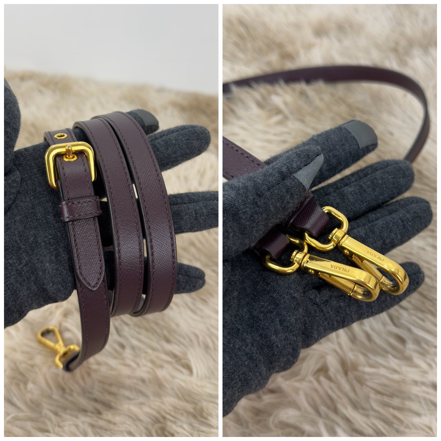 Prada Tessuto Nylon and Saffiano Leather Tote Bag In Burgundy