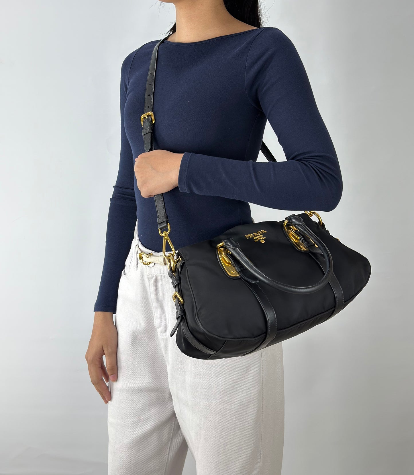 Prada Tessuto Nylon And Soft Calfskin Leather
