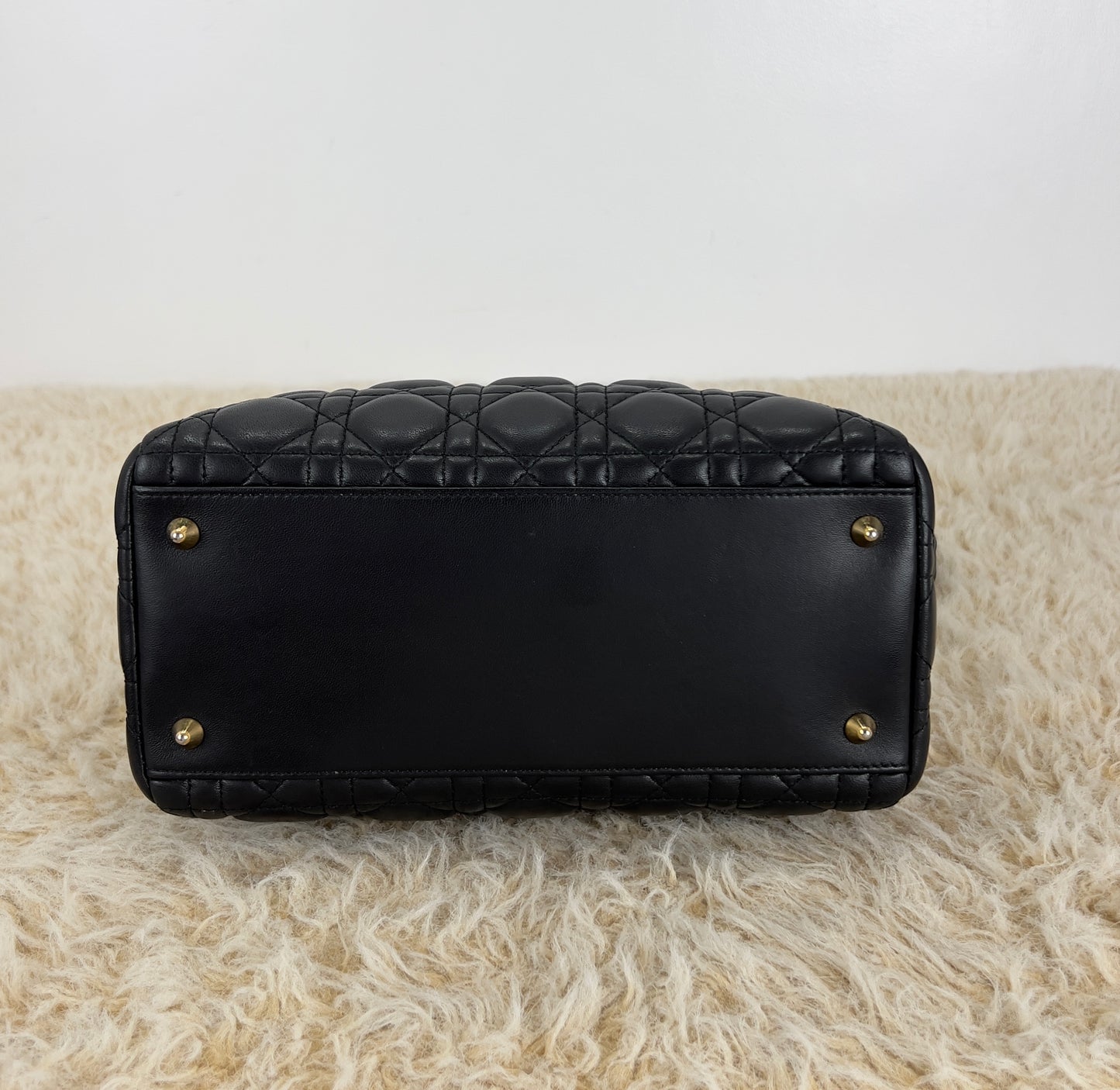 Lady Dior Black Cannage Quilt Lambskin Medium