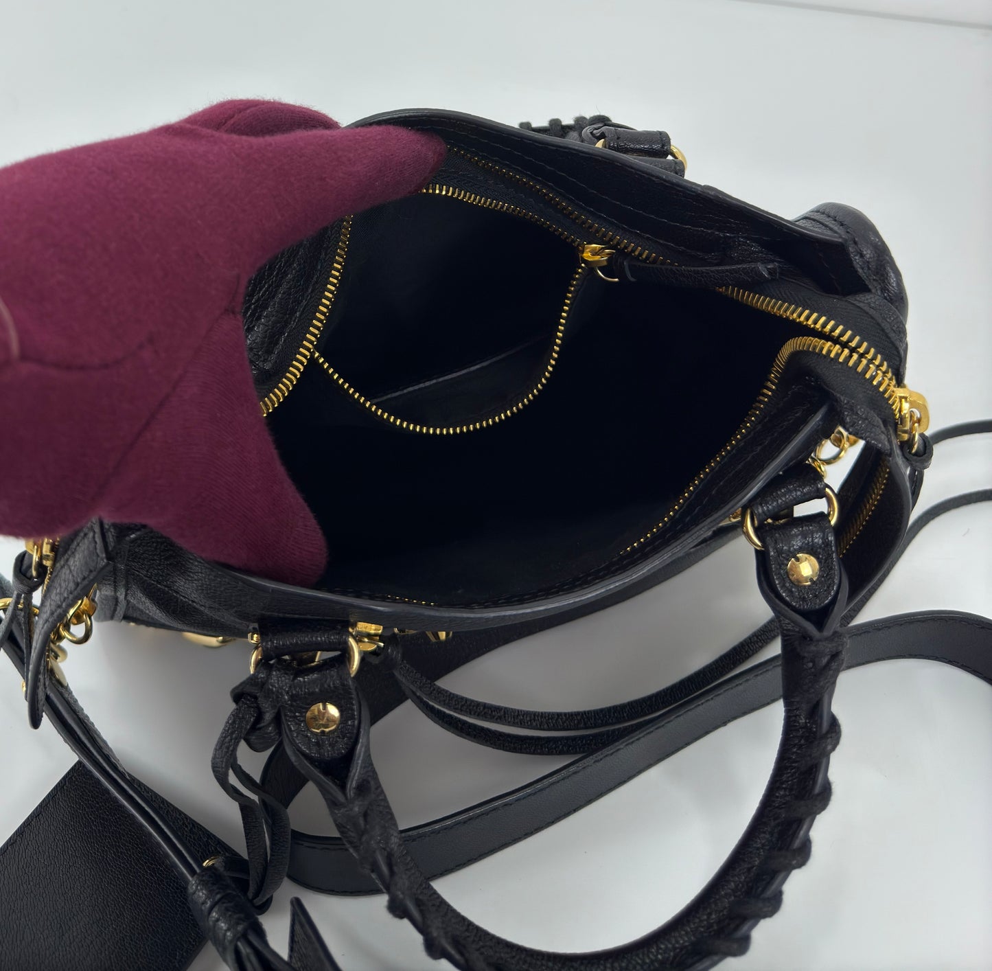 Balenciaga Black Leather Mini Classic Metallic
Edge City Bag