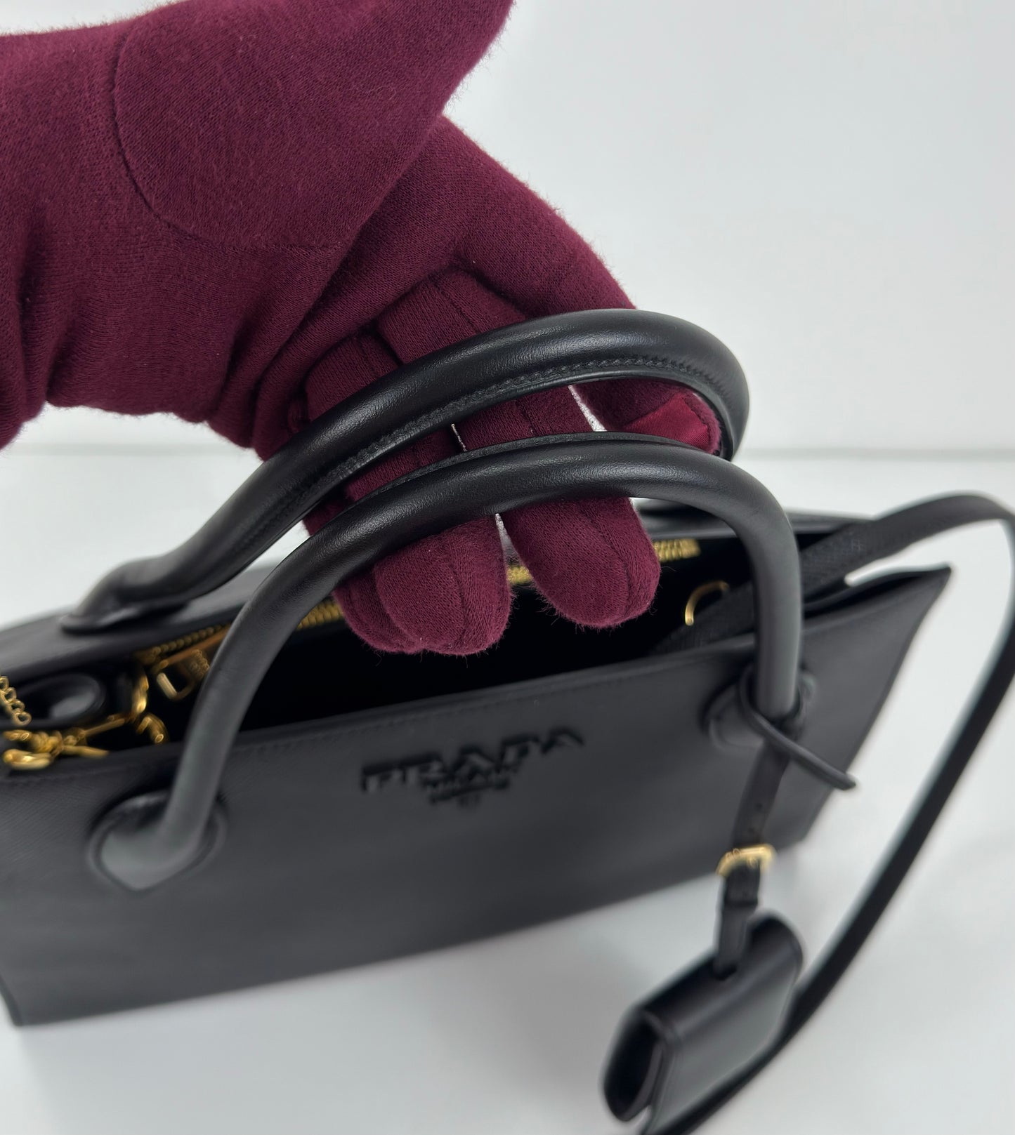 Prada Monochrome Medium Saffiano Leather Black Bag