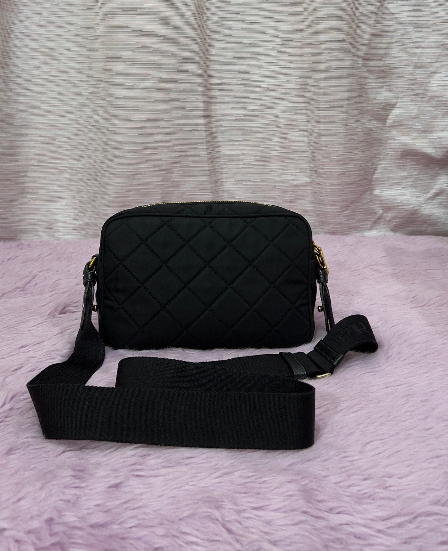 Prada Tessuto Black Quilted Camera Bag