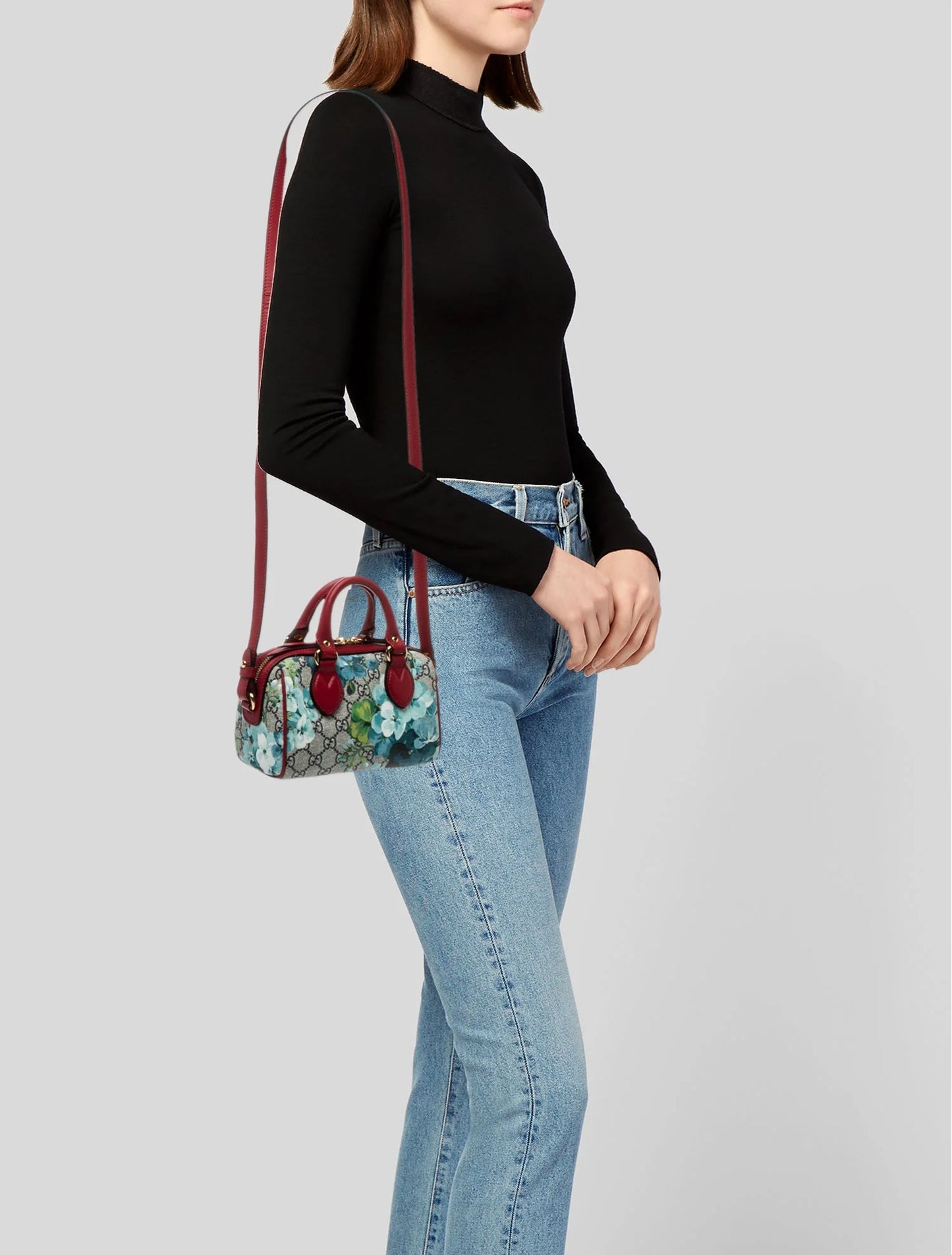 Gucci GG Supreme Monogram Blooms Mini Boston Bag