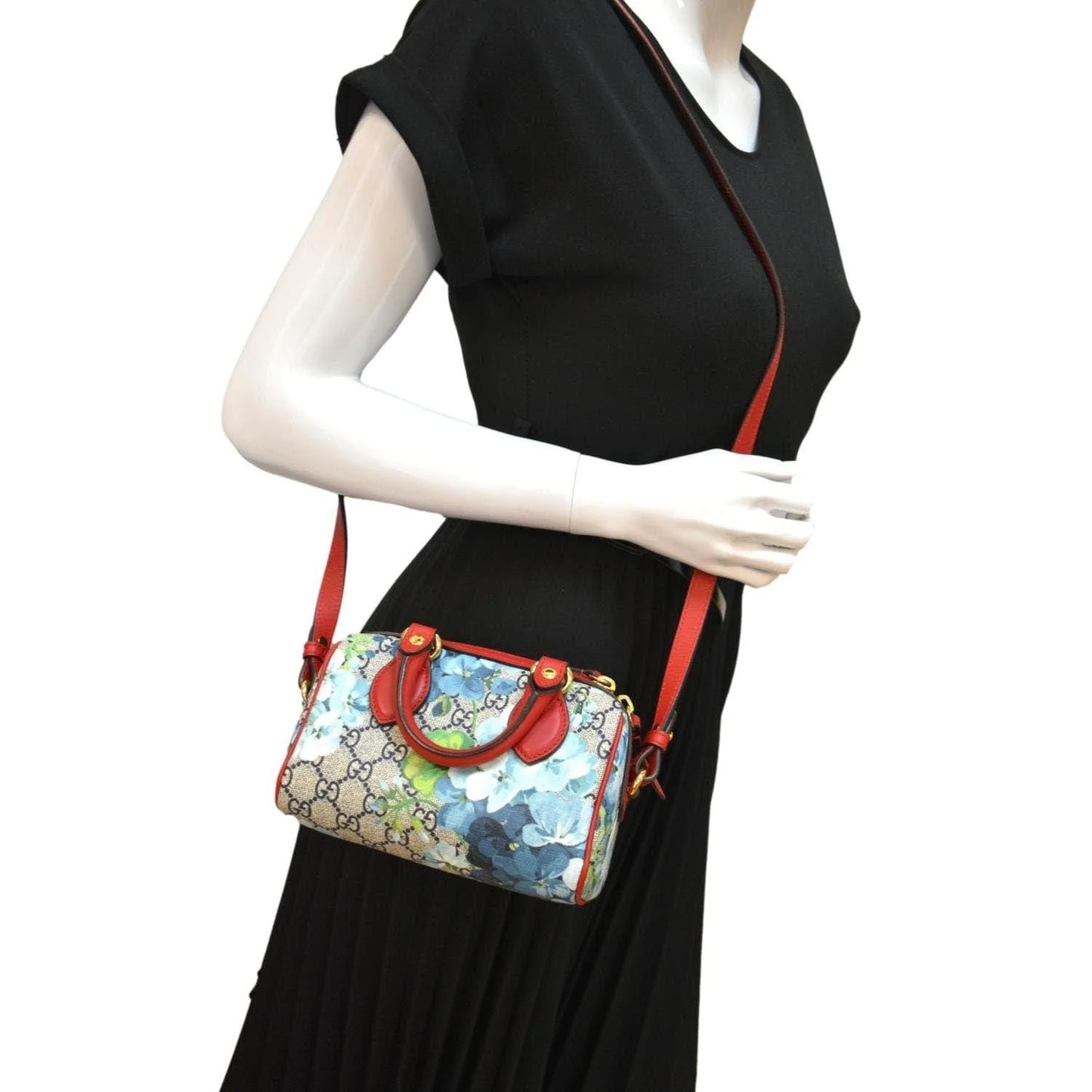 Gucci GG Supreme Monogram Blooms Mini Boston Bag