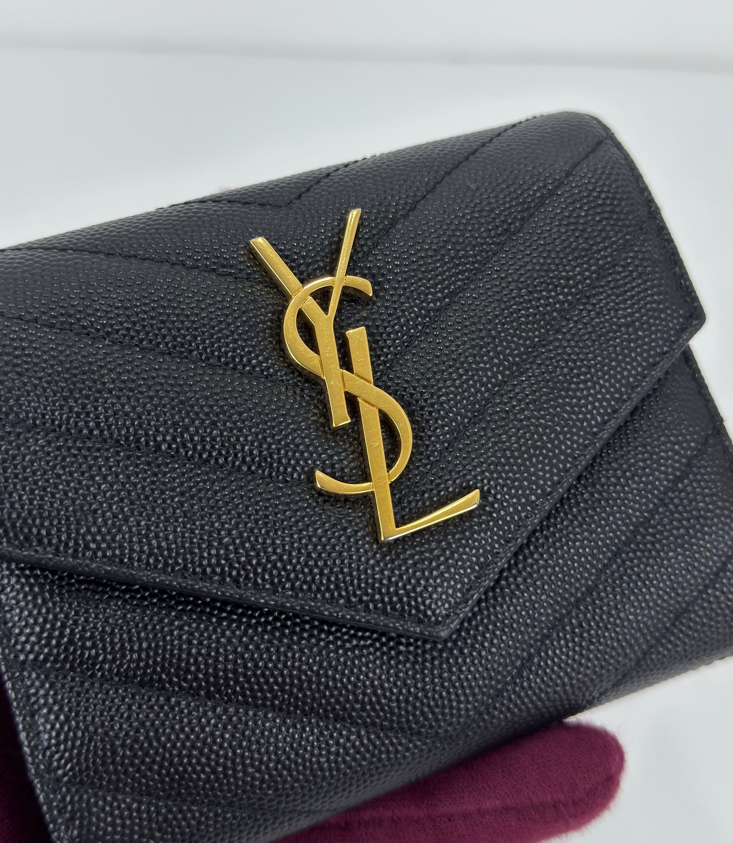 Saint Laurent Cassandre Matelassé Compact Tri-Fold Wallet
