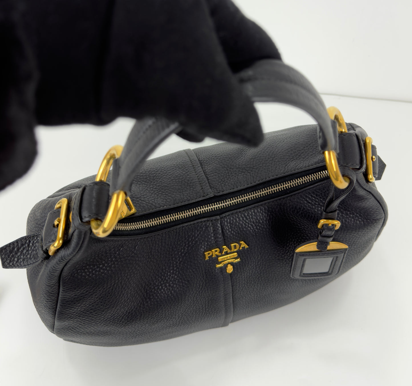 Prada Vitello Daino Zip Hobo Bag