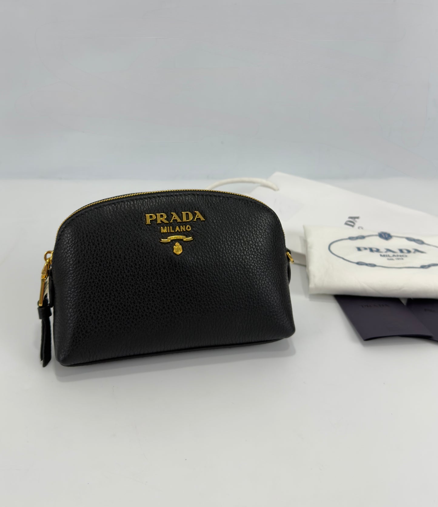 Prada Vitello Daino Cosmetic Pouch Black